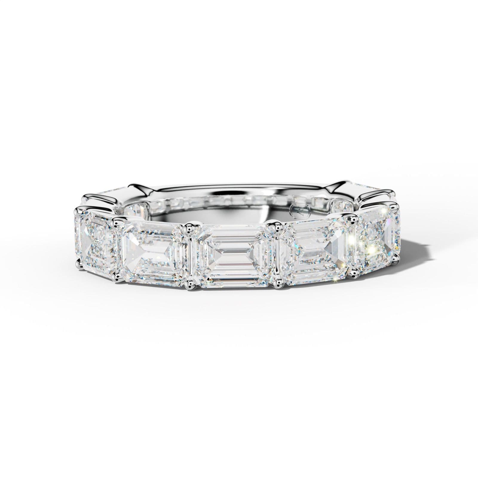 6.0 Carat East West Emerald Cut Diamond 3/4 Anniversary Band Shared Prong Low-Set Design