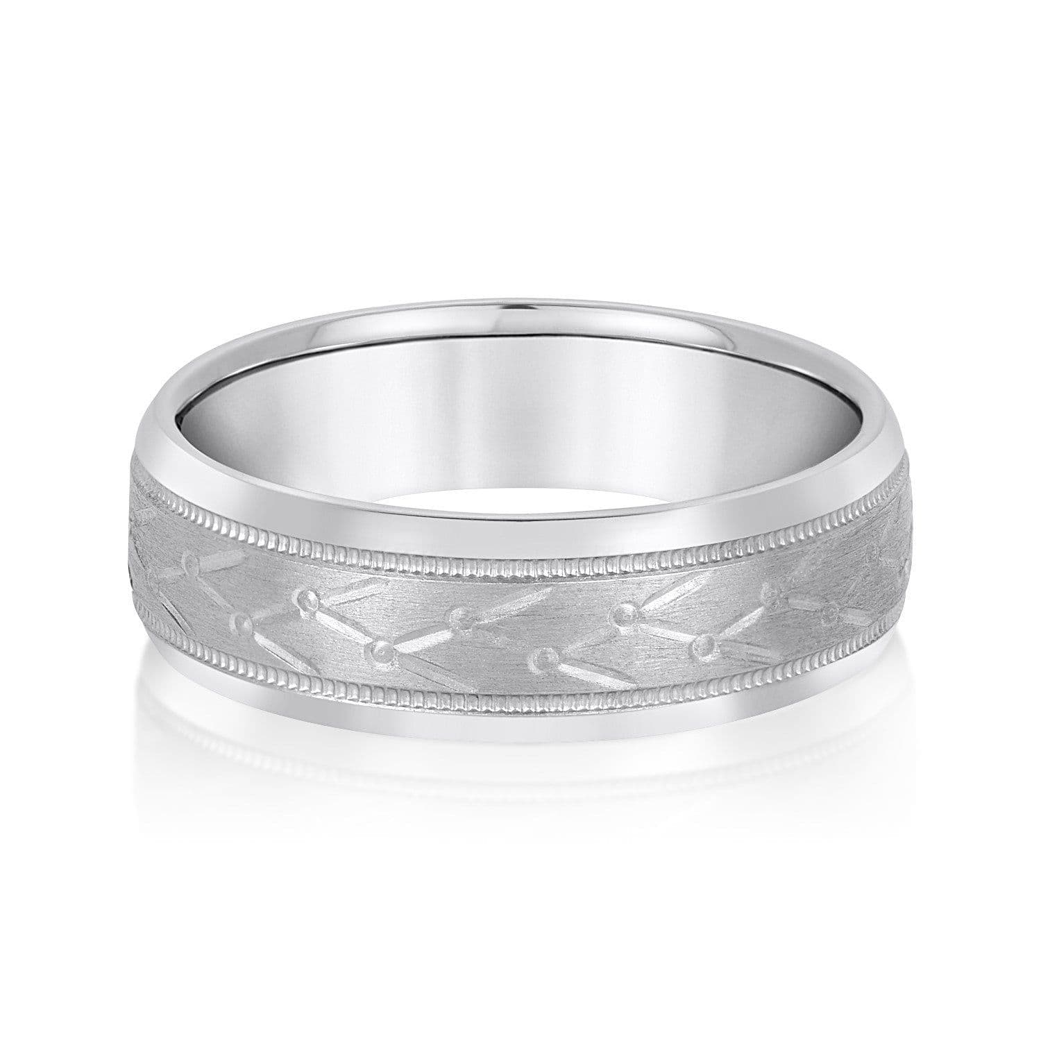 Men’s Unique Design Pattern Band with Milgrain Accent