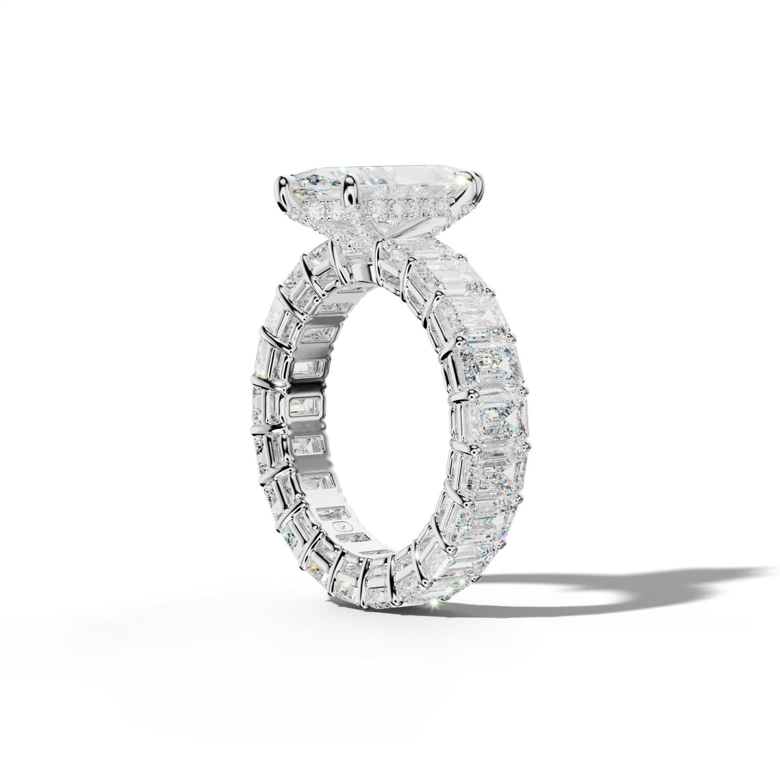 Jazmine Marquise Diamond Engagement Ring With Emerald Cut Side Stones