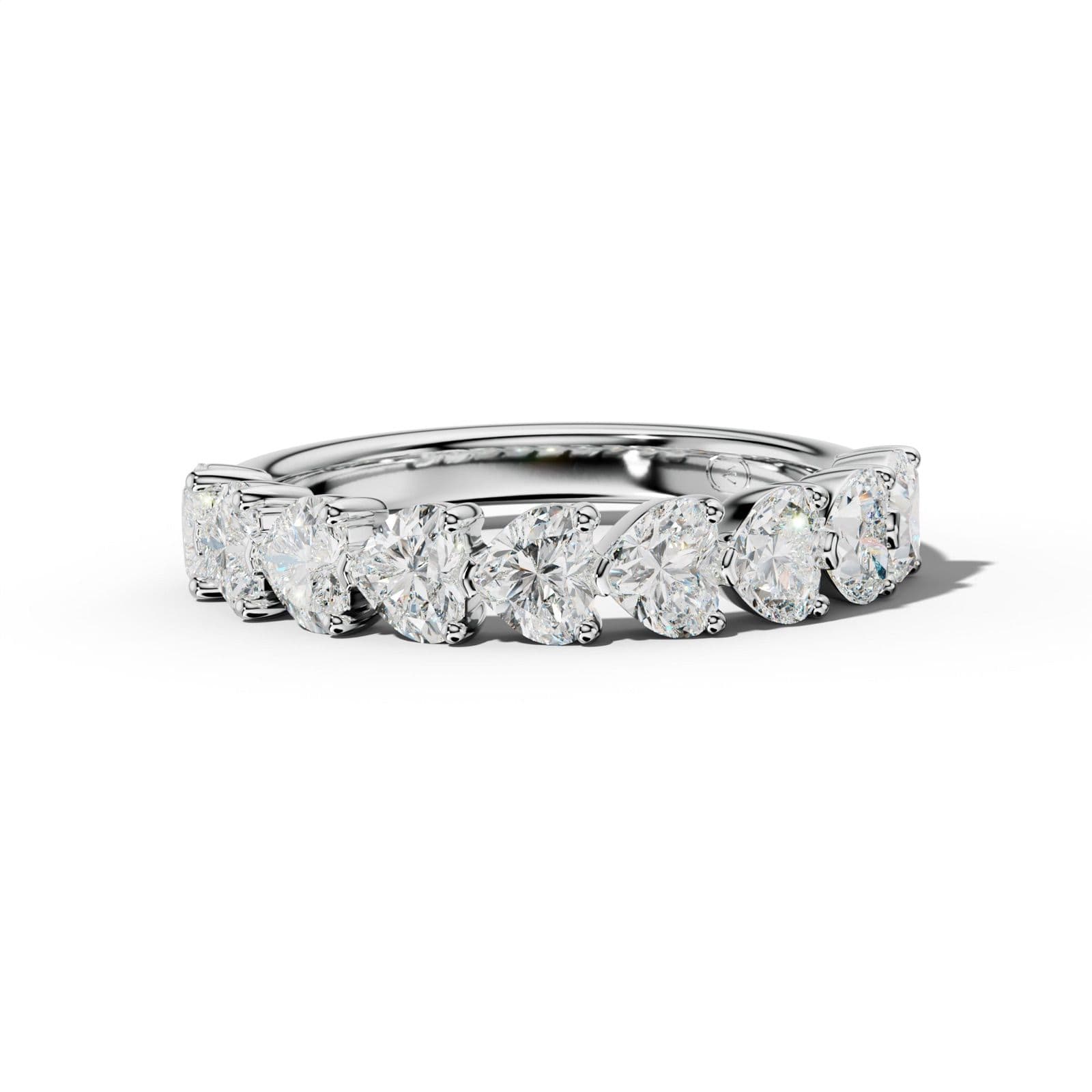 2.0 Carat East West Heart Diamond Half Anniversary Band Shared Prong Low-Set Design