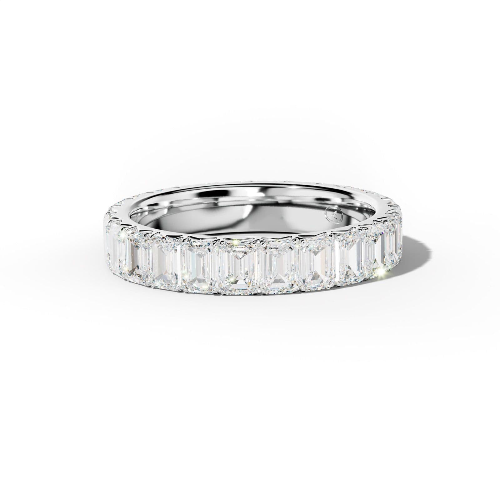 4.0 Carat Emerald Cut Diamond French Pave Eternity Band