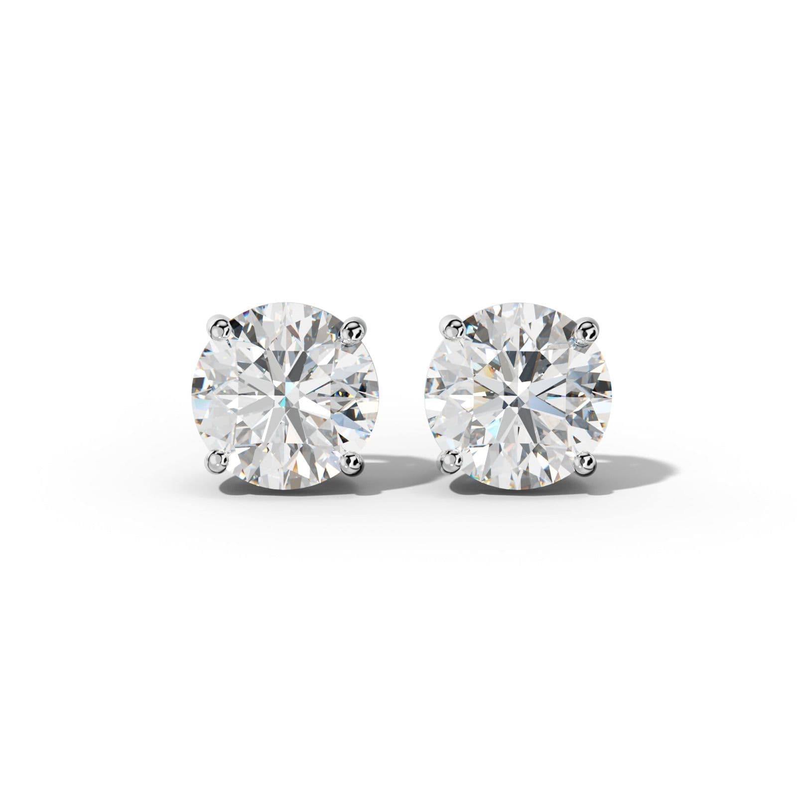 Round Diamond Stud Earrings With Classic Prongs