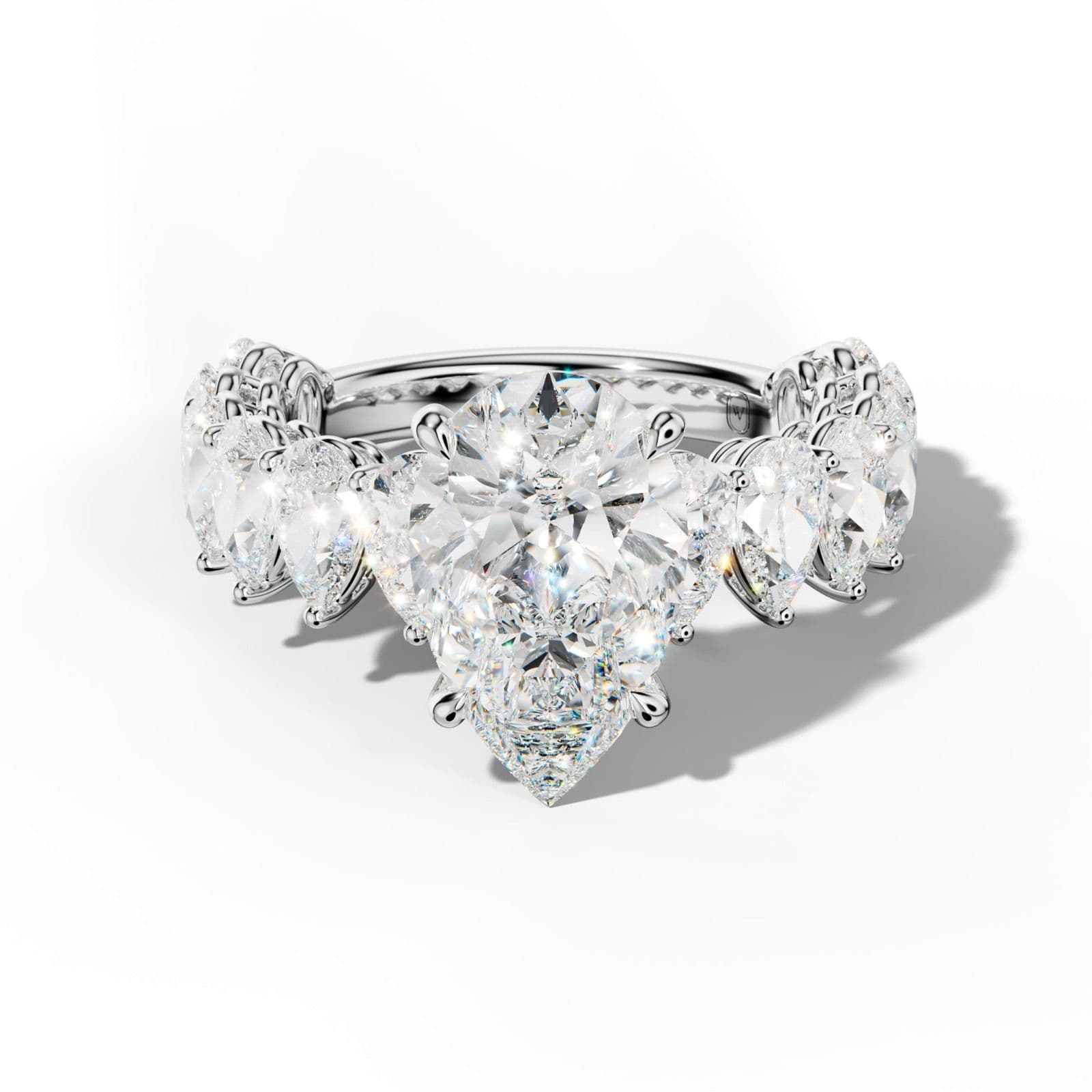 Remi Pear Shape Diamond Engagement Ring With Pear Shape Side Stones