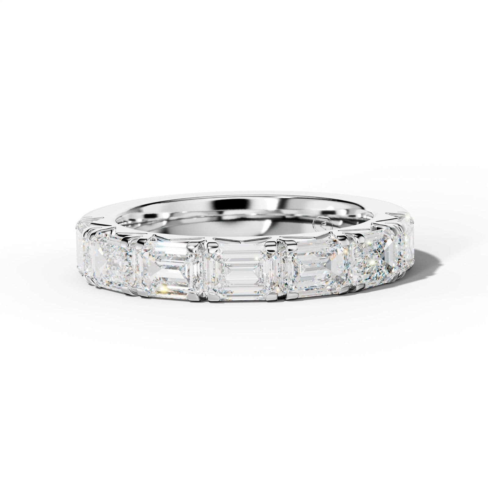 4.0 Carat East West Emerald Cut Diamond French Pave Half Anniversary Band
