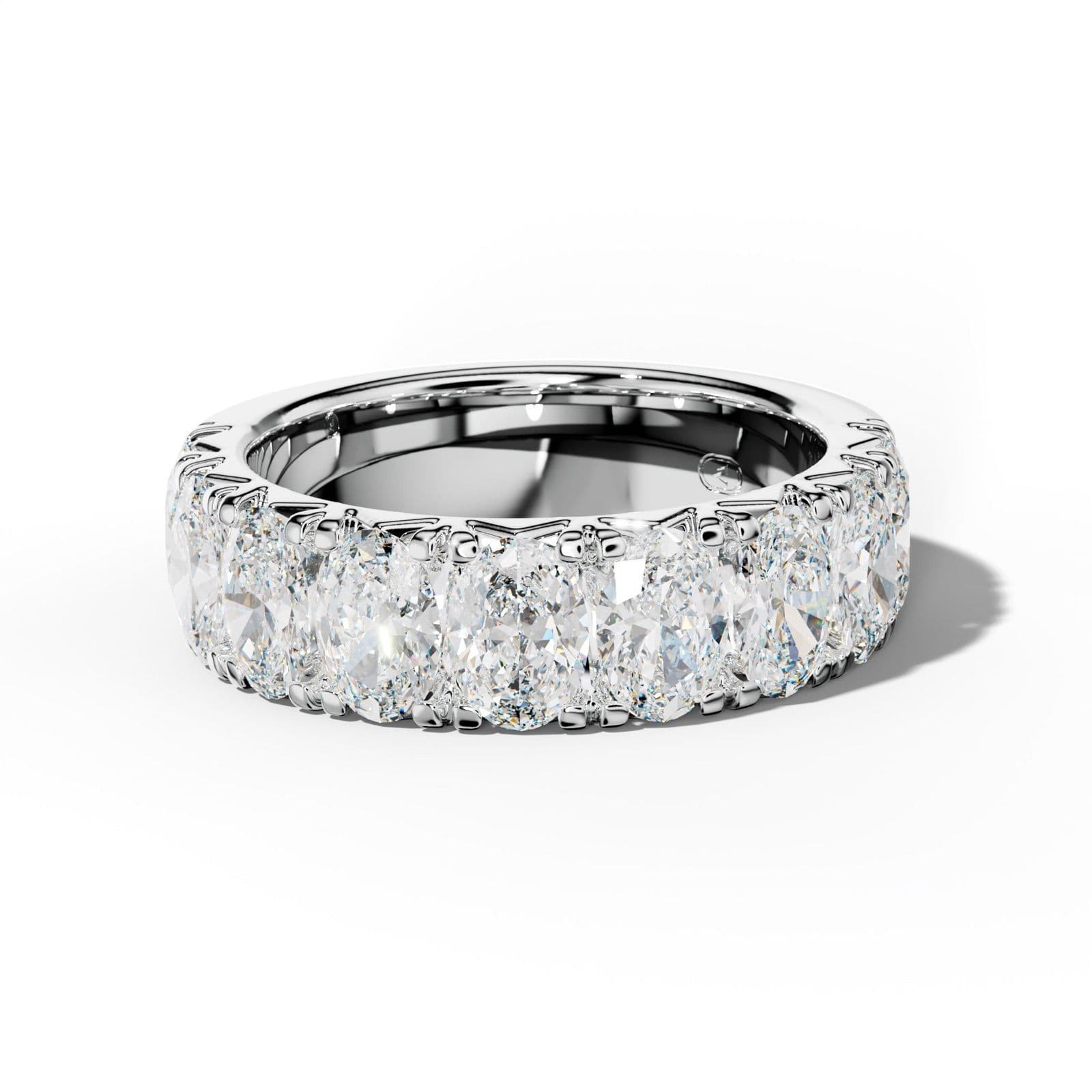4.0 Carat Oval Diamond French Pave Half Anniversary Band