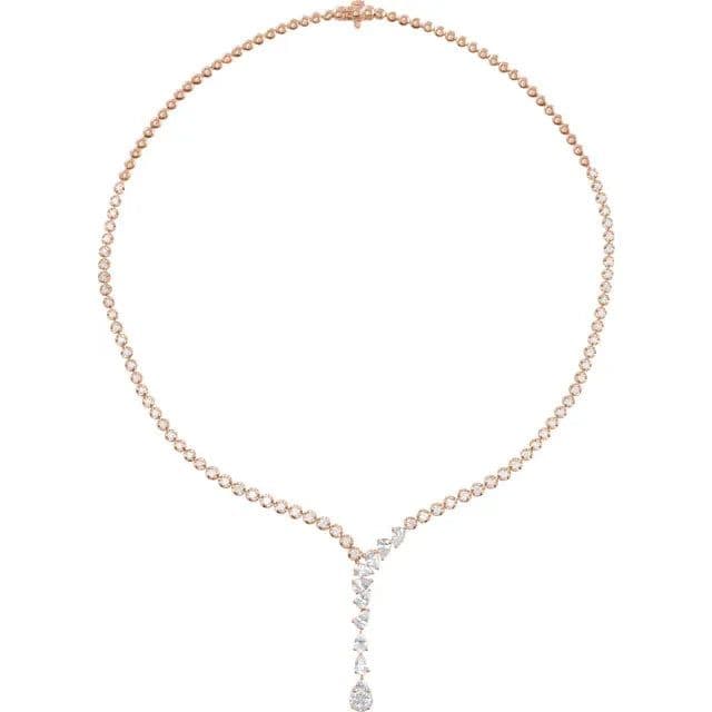 5.50 ct. Pear Shape Diamond Cluster-Tennis Necklace