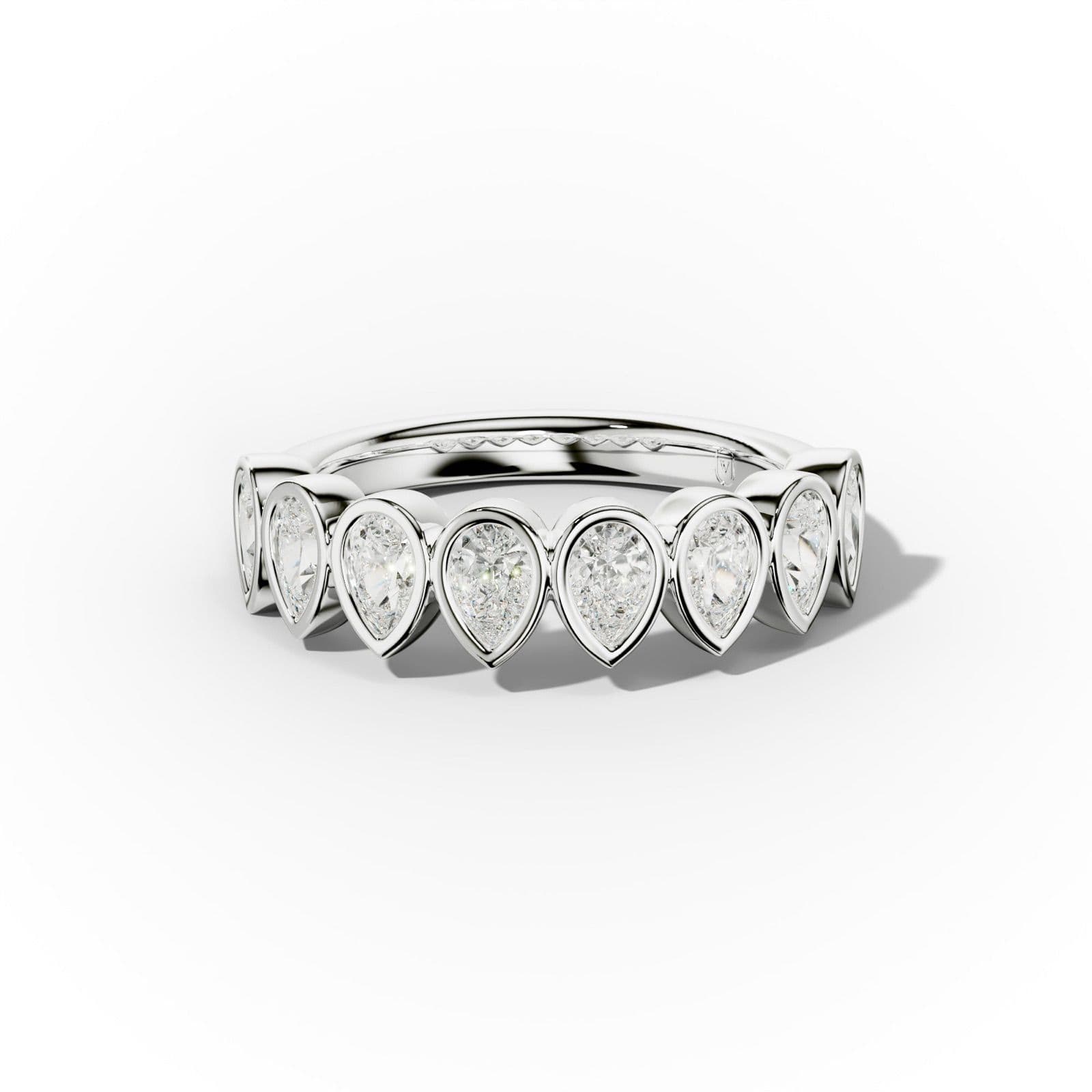 1.0 Carat Bezel Set Pear Shape Diamond Anniversary Band