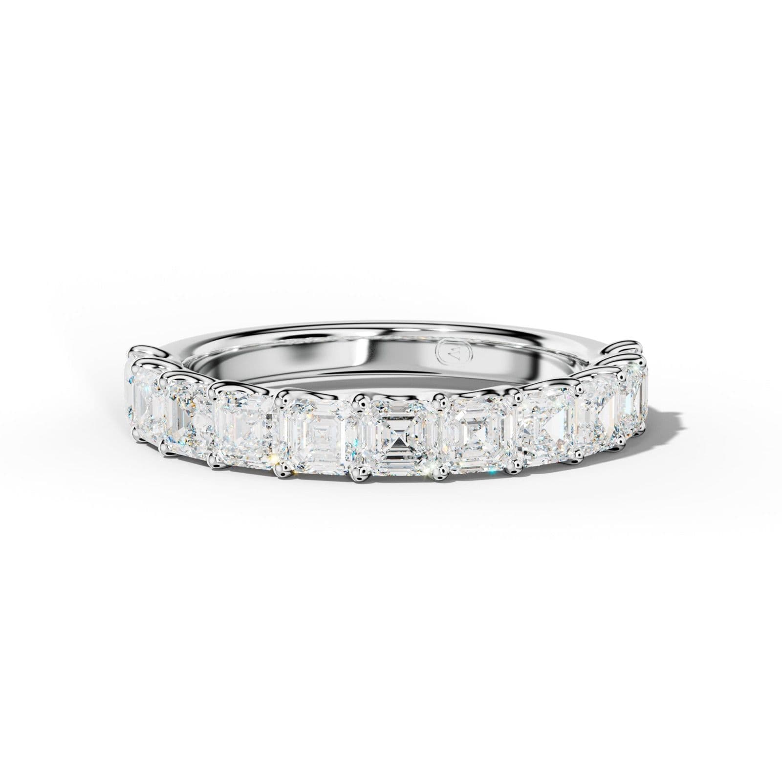 2.0 Carat Asscher Diamond Half Anniversary Band U Prong