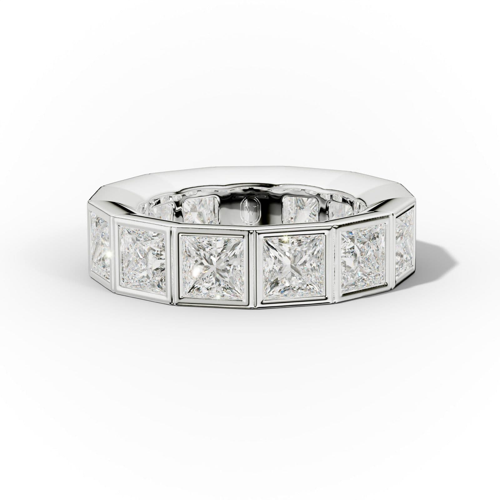 7.0 Carat Bezel Set Princess Cut Diamond Eternity Band