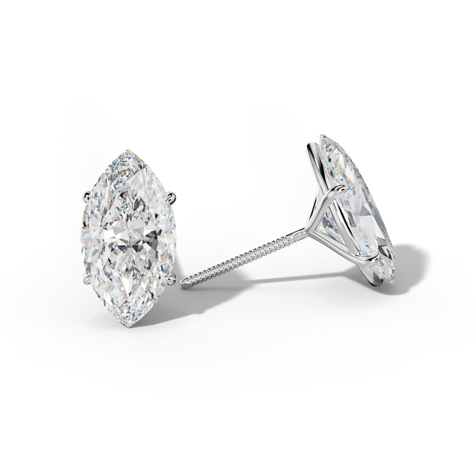 Marquise Diamond Stud Earrings With Four Prong Martini Settings