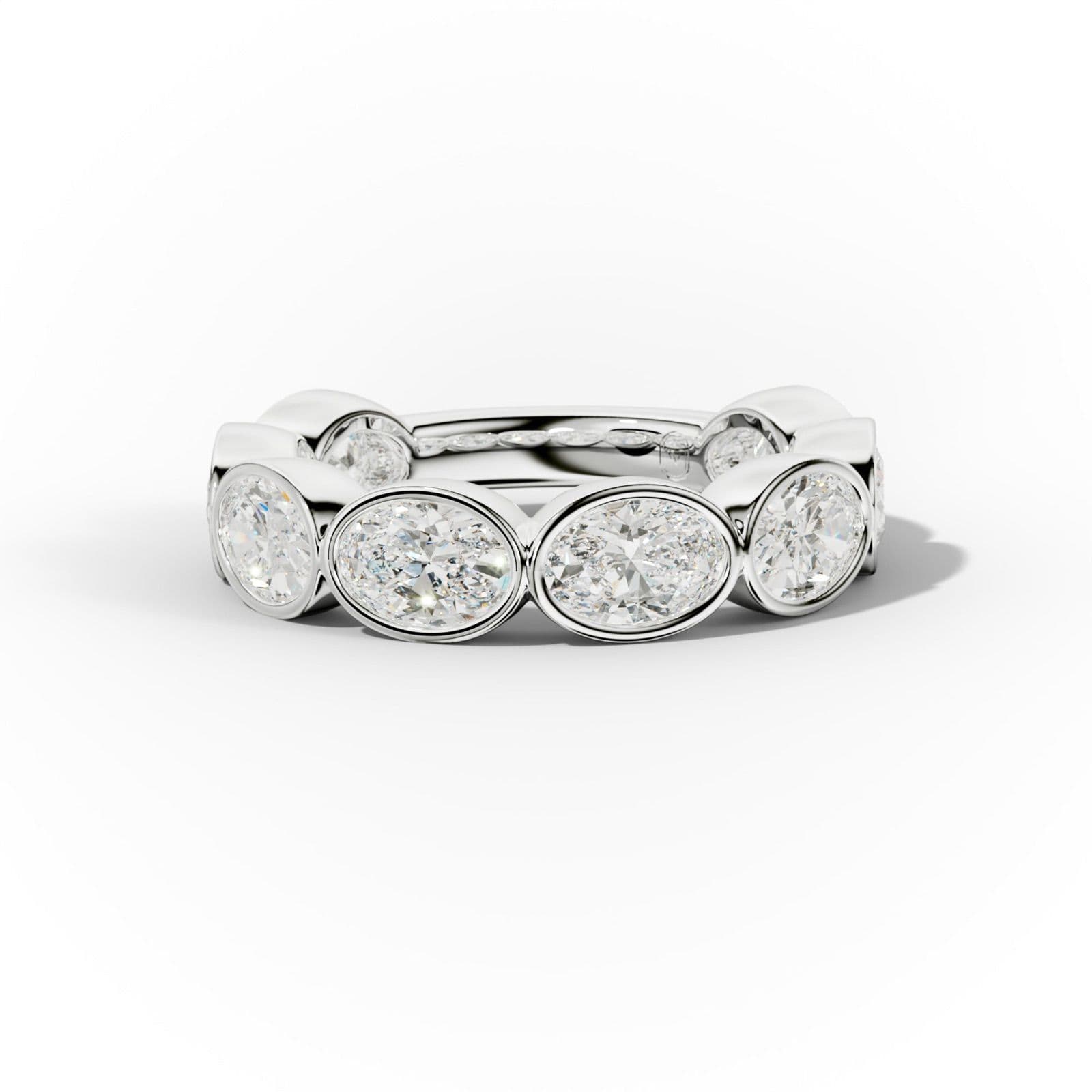 3.0 Carat East West Oval Bezel Set Diamond Anniversary Band