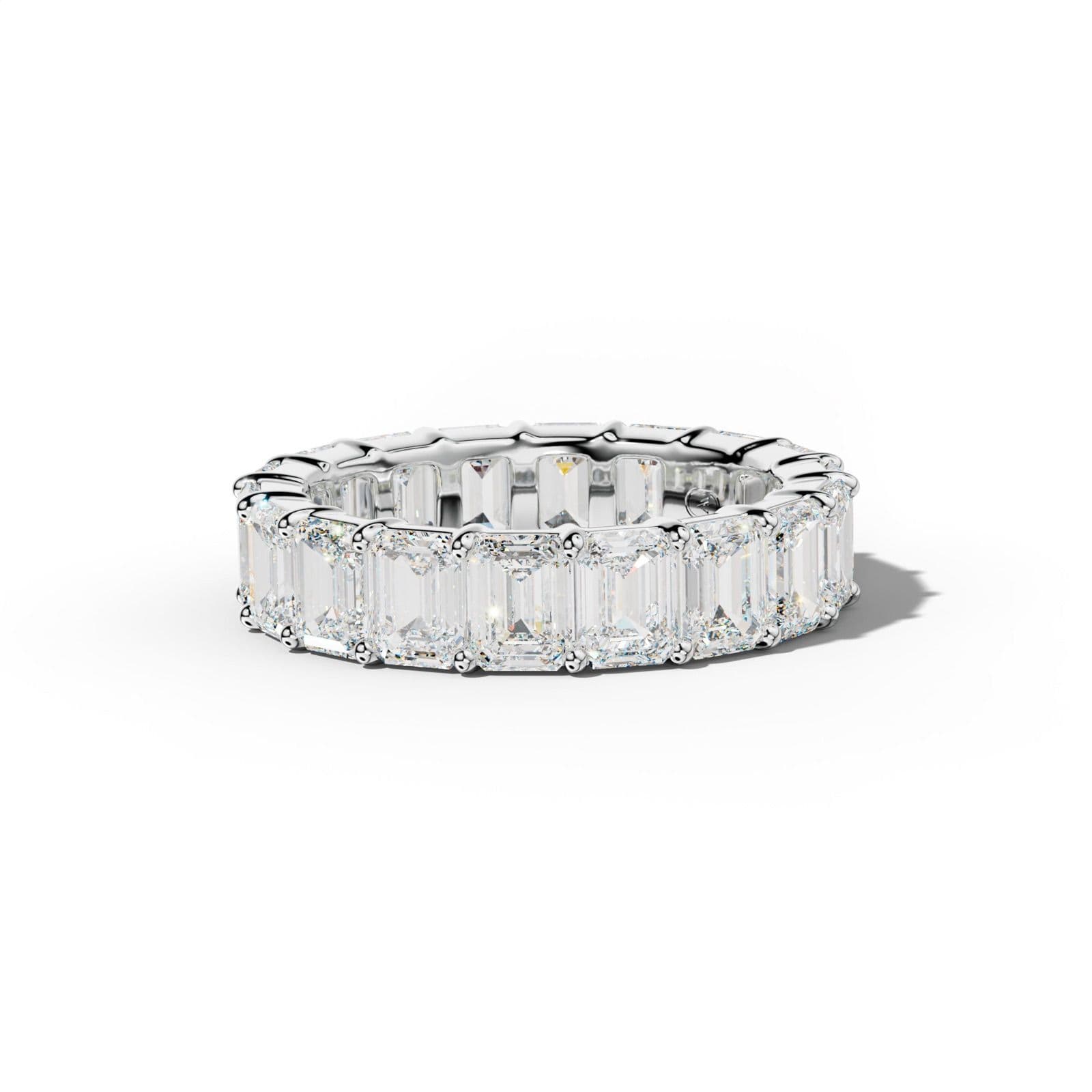 8.0 Carat Emerald Cut Diamond Eternity Band Shared Prong Low-Set Design
