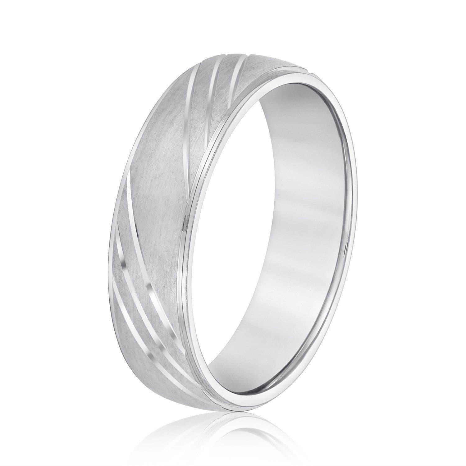Diagonal Lined Pattern Men's Wedding Band
