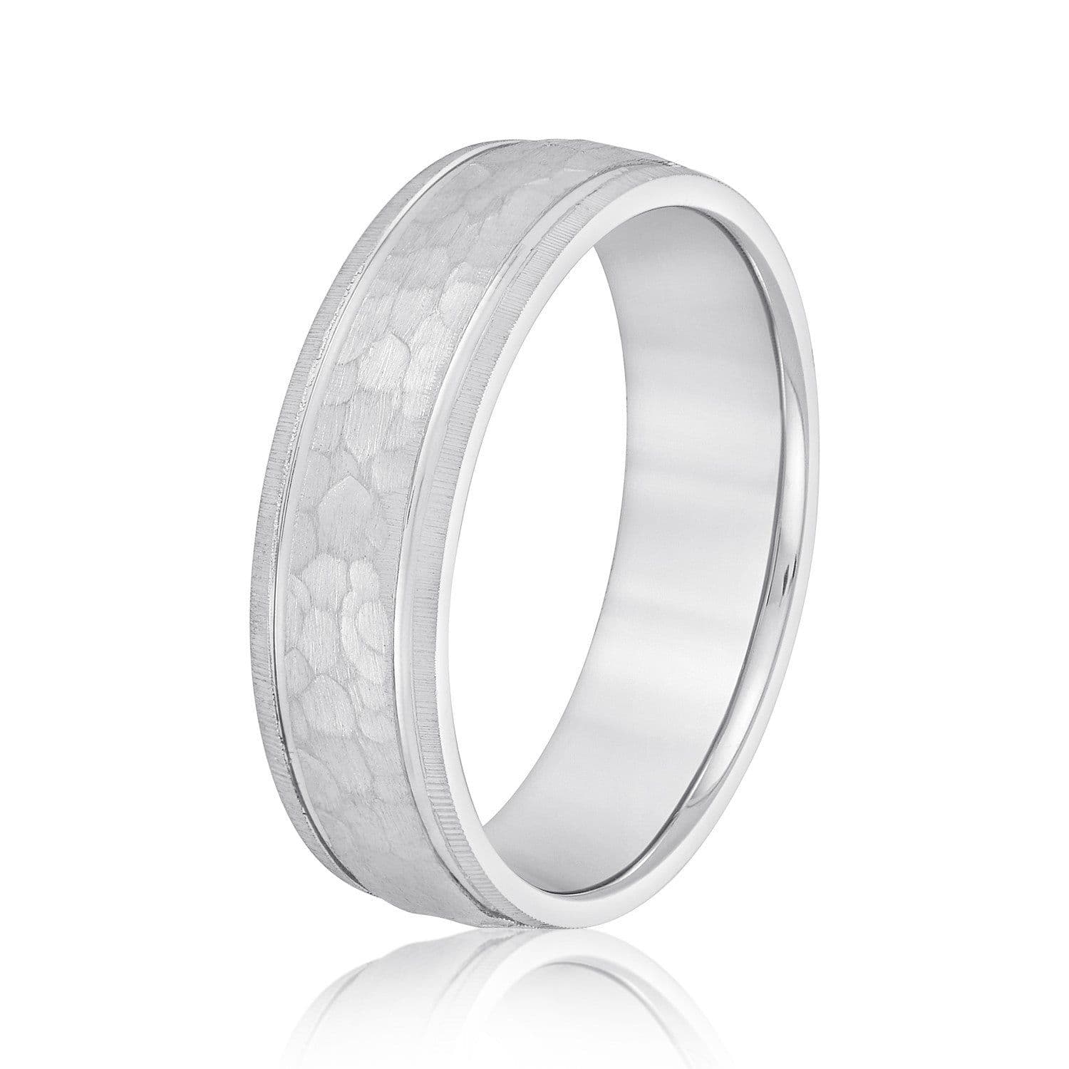Men's Hammered Grooved Edged Band