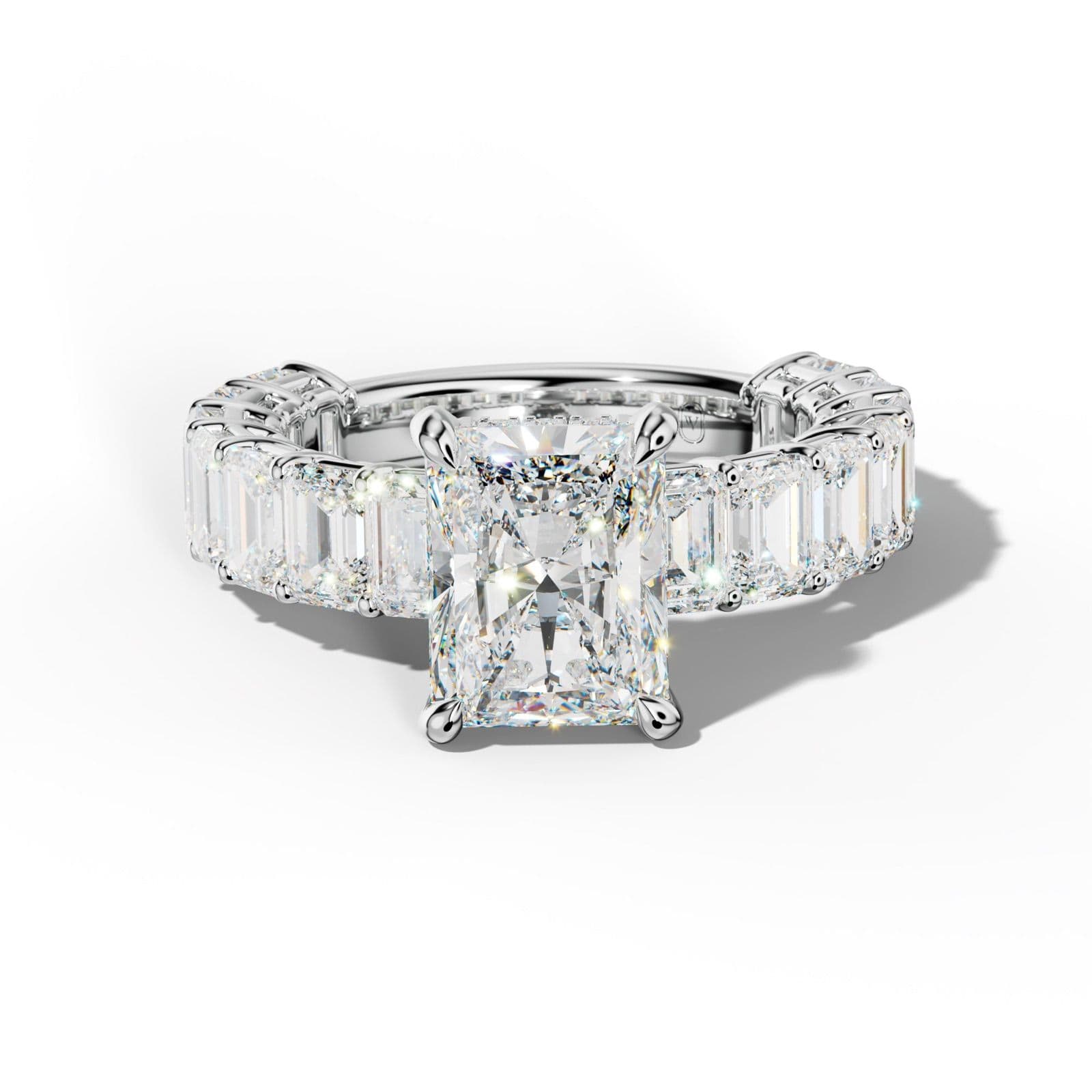 Mina Radiant Diamond Engagement Ring With Emerald Cut Side Stones