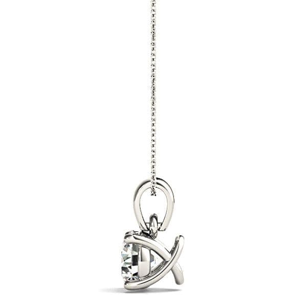 Trellis Setting Round Diamond Solitaire Necklace Pendant-VIRABYANI