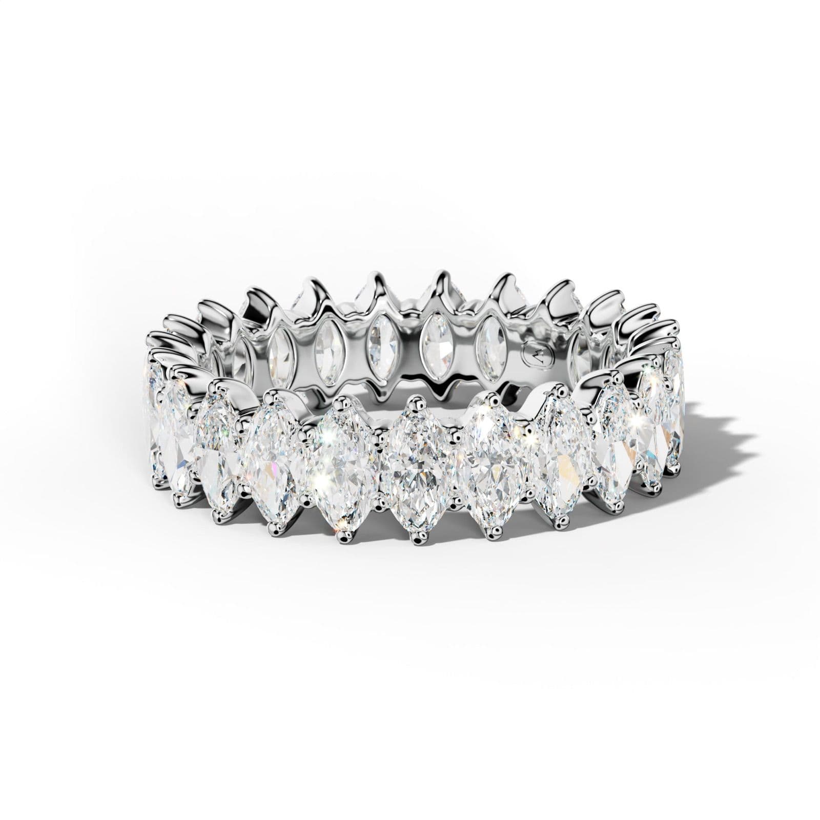 4.0 Carat Marquise Diamond Eternity Band Shared Prong Low-Set Design