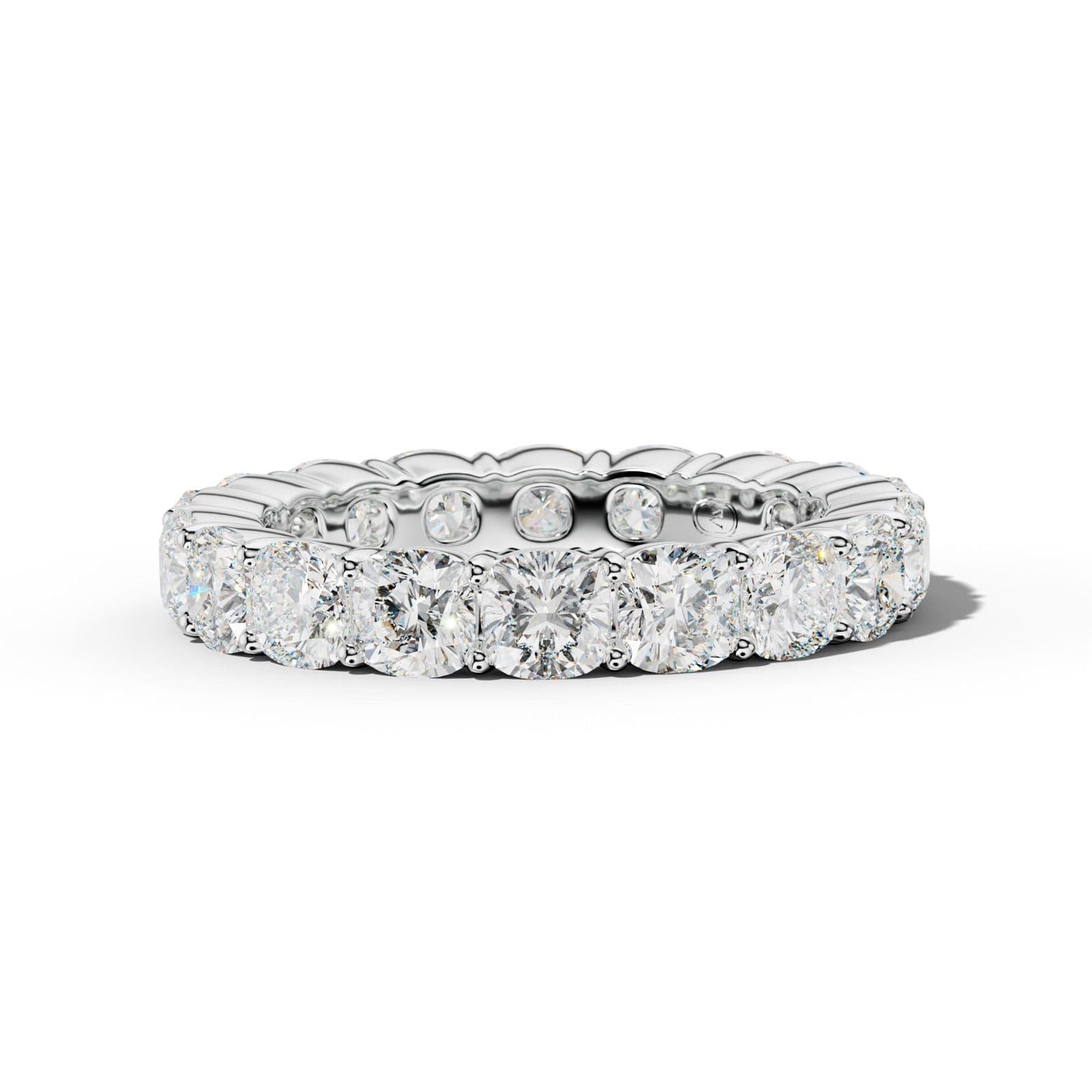 6.0 Carat Cushion Diamond Eternity Band Shared Prong Low-Set Design
