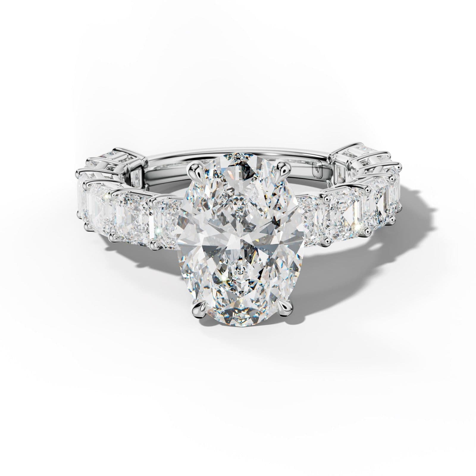 Demi Oval Diamond Engagement Ring With Asscher Side Stones