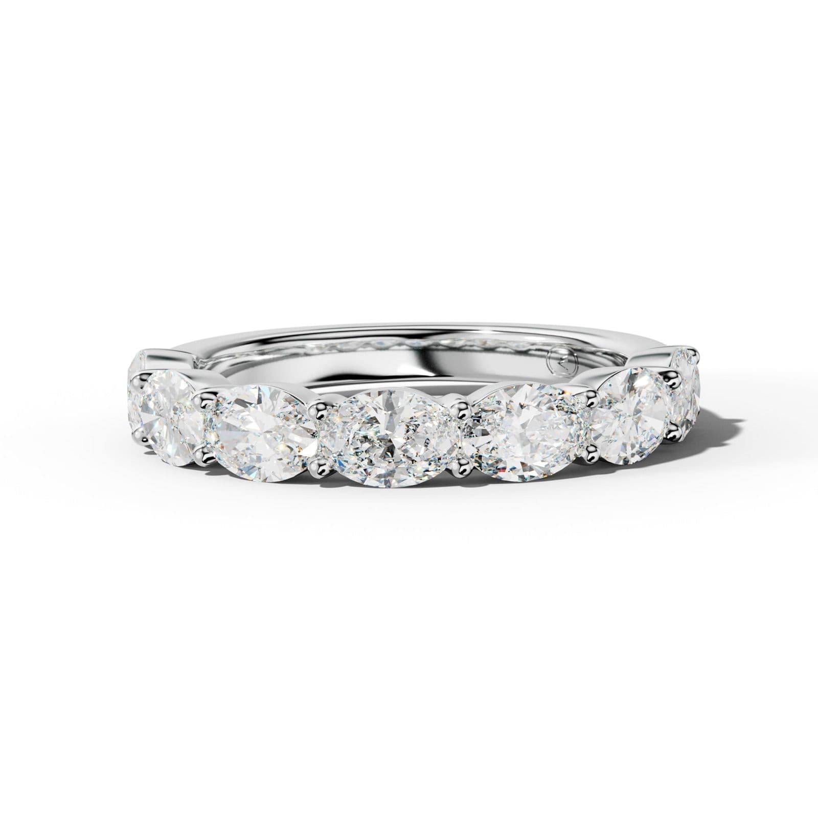 2.0 Carat East West Oval Diamond Half Anniversary Band Shared Prong Low-Set Design