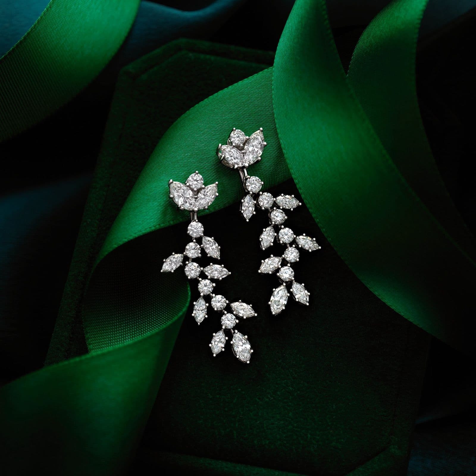 4.25 ct. Marquise Diamond Drop Earrings Flower Design