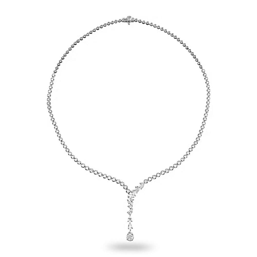 5.50 ct. Pear Shape Diamond Cluster-Tennis Necklace