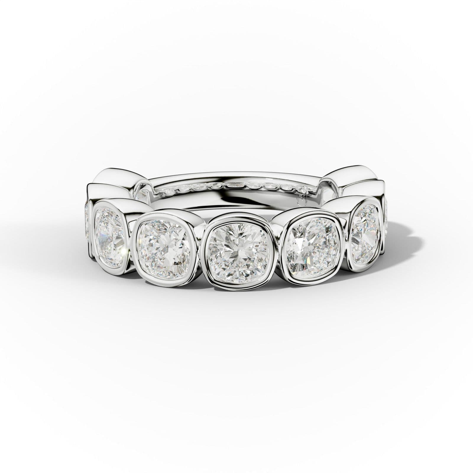 4.0 Carat Bezel Set Cushion Cut Diamond Anniversary Band