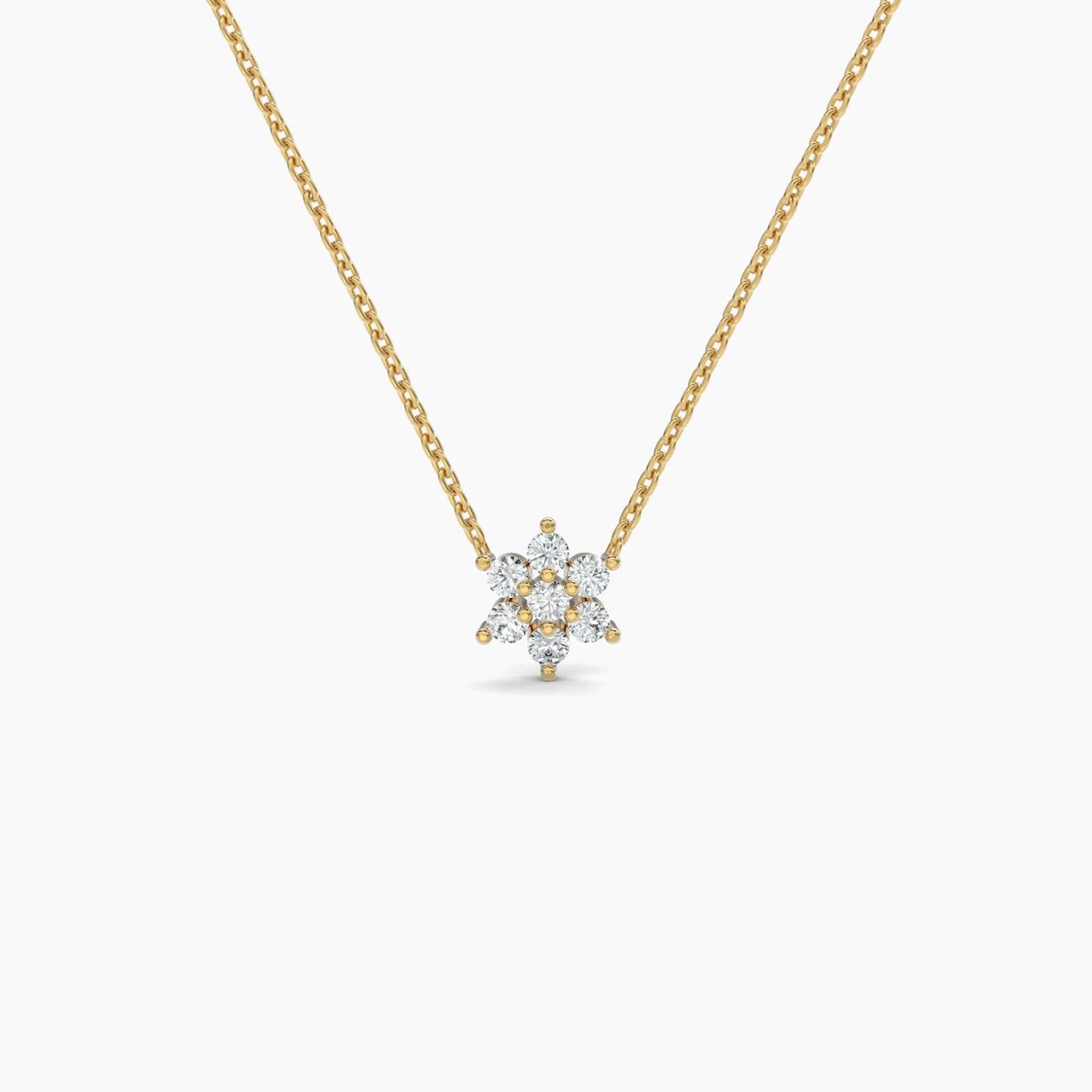 Diamond Flower Necklace with 0.18ct. Natural Round Diamonds