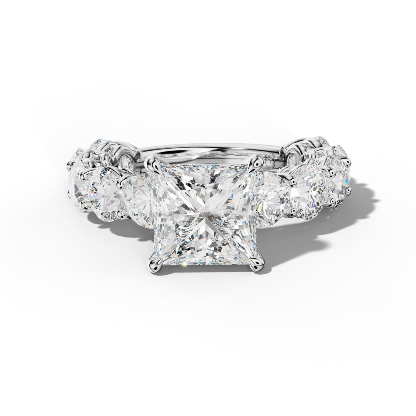 Johanna Princess Cut Engagement Ring With Round Side Stones