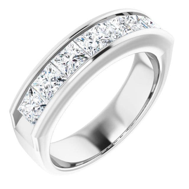 3.0 ctw Channel Set Princess Diamond Men's Ring