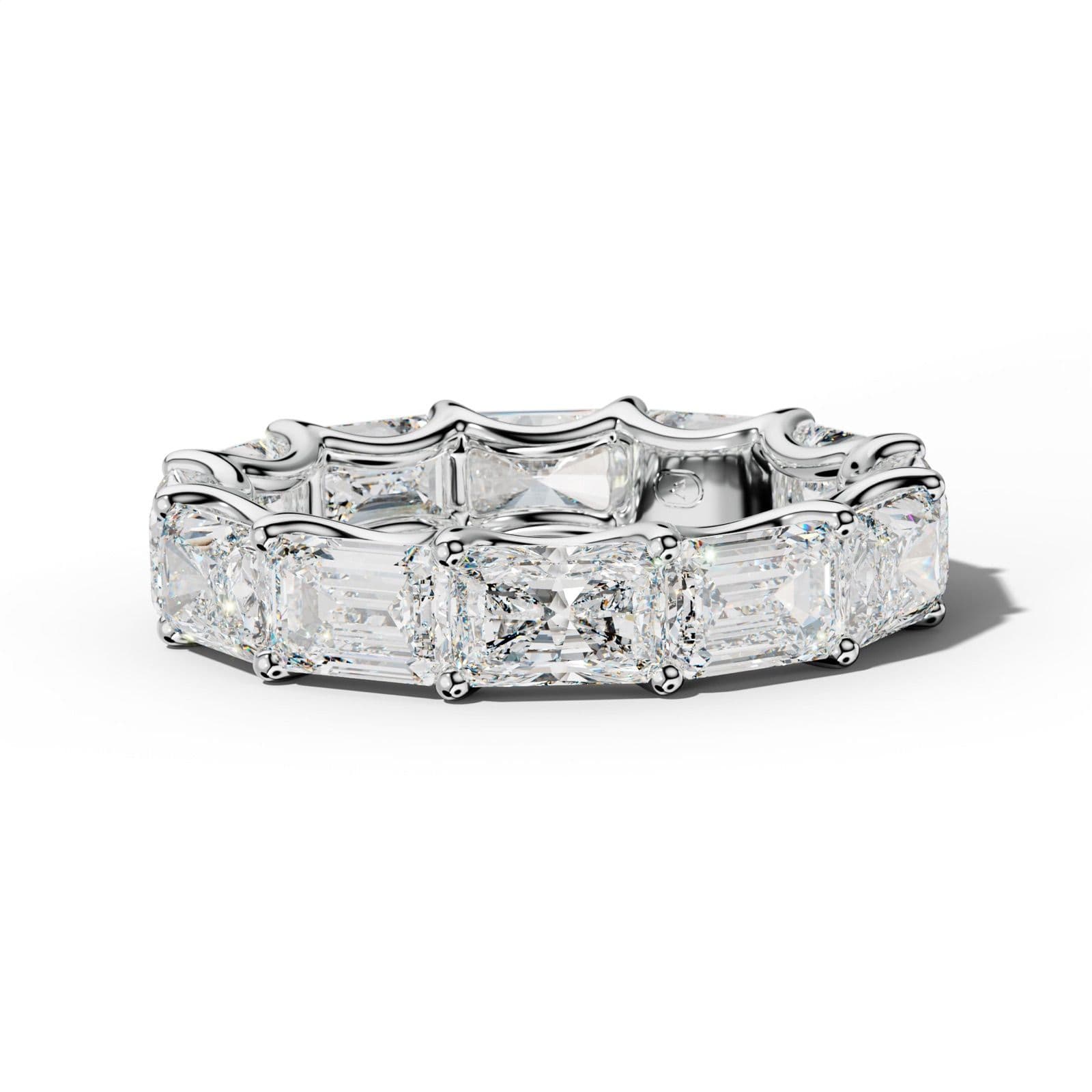 8.0 Carat East West Radiant and Emerald Diamond Eternity Band Shared Prong