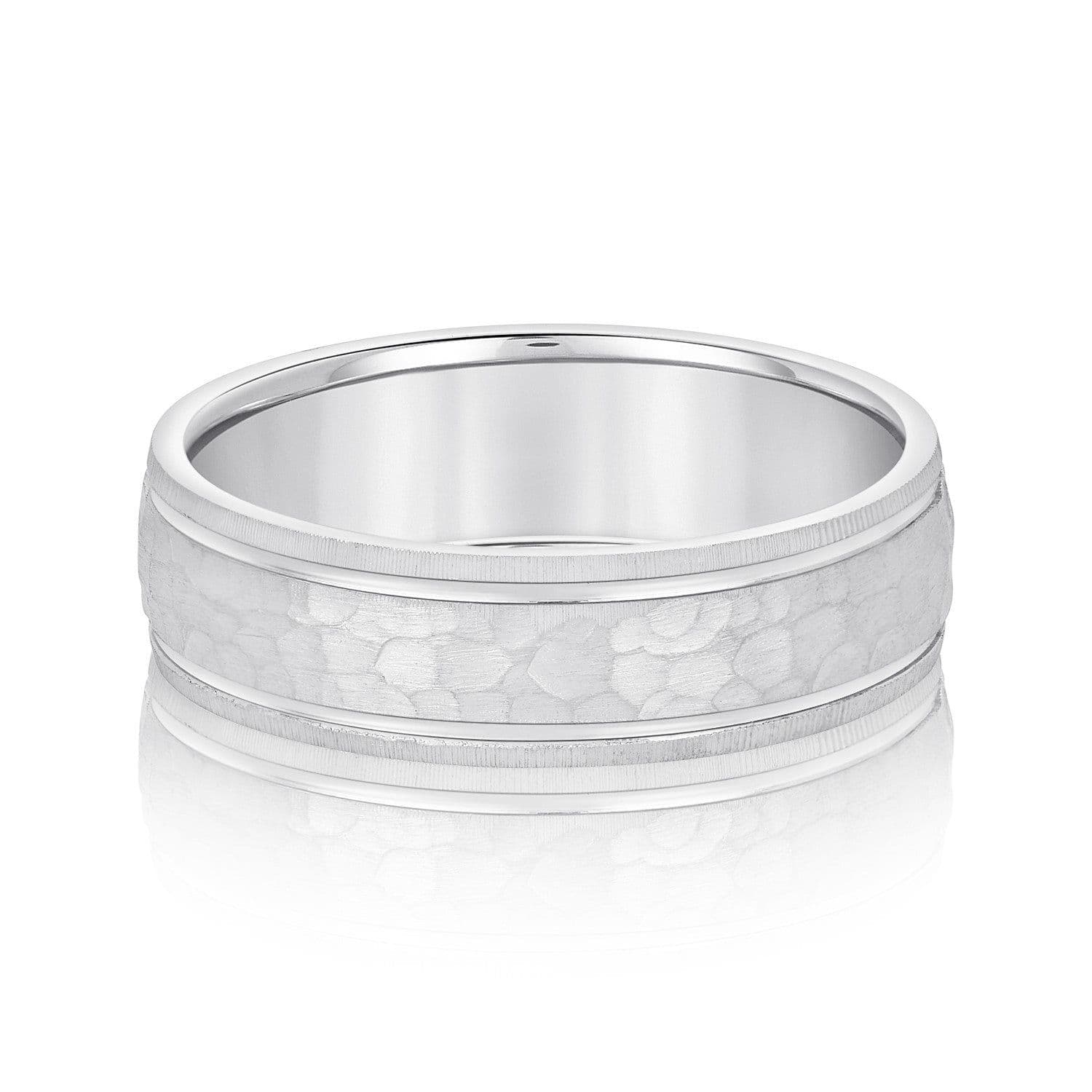 Men's Hammered Grooved Edged Band