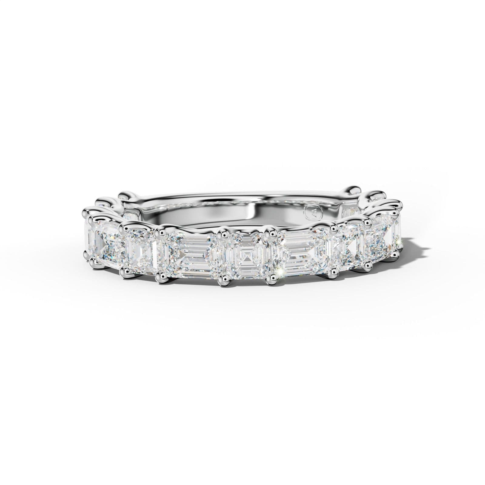 3.0 Carat East West Emerald and Asscher Diamond 3/4 Anniversary Band Shared Prong