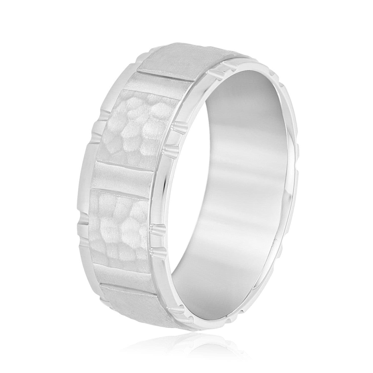 Men’s Striped Hammered Brick Pattern Wedding Band