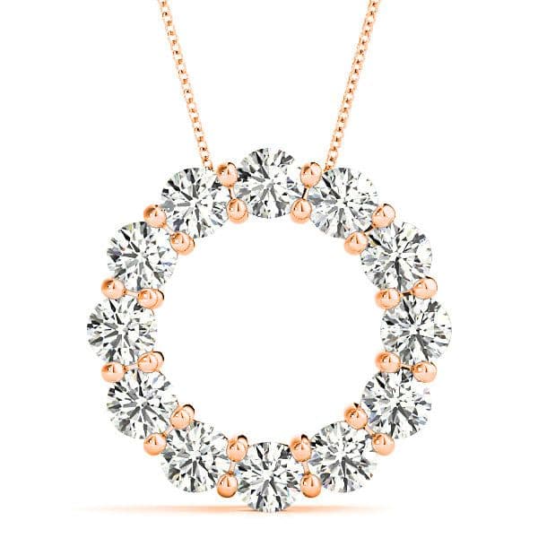 3.0 ctw Diamond Circle Necklace Pendant Shared Prong Set-VIRABYANI