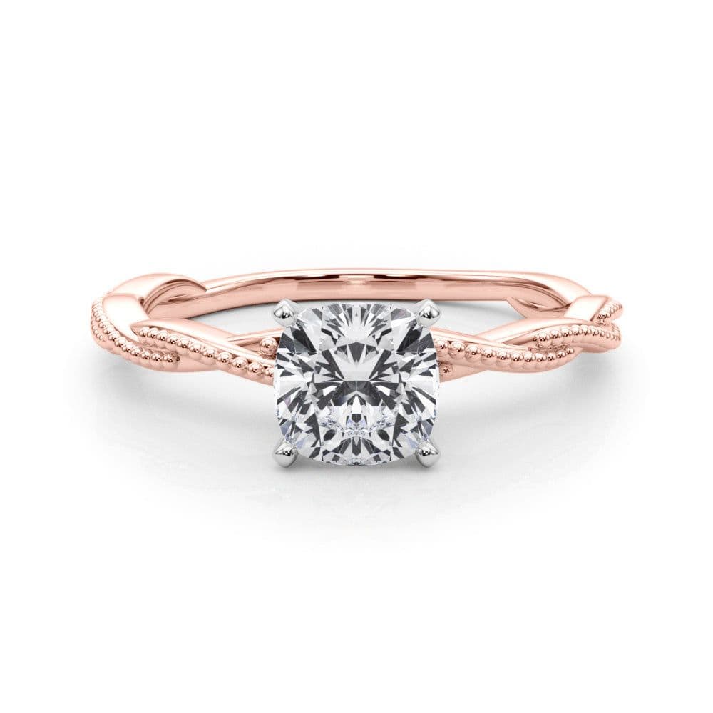 Anastasia Twisted Vine Cushion Diamond Solitaire Engagement Ring