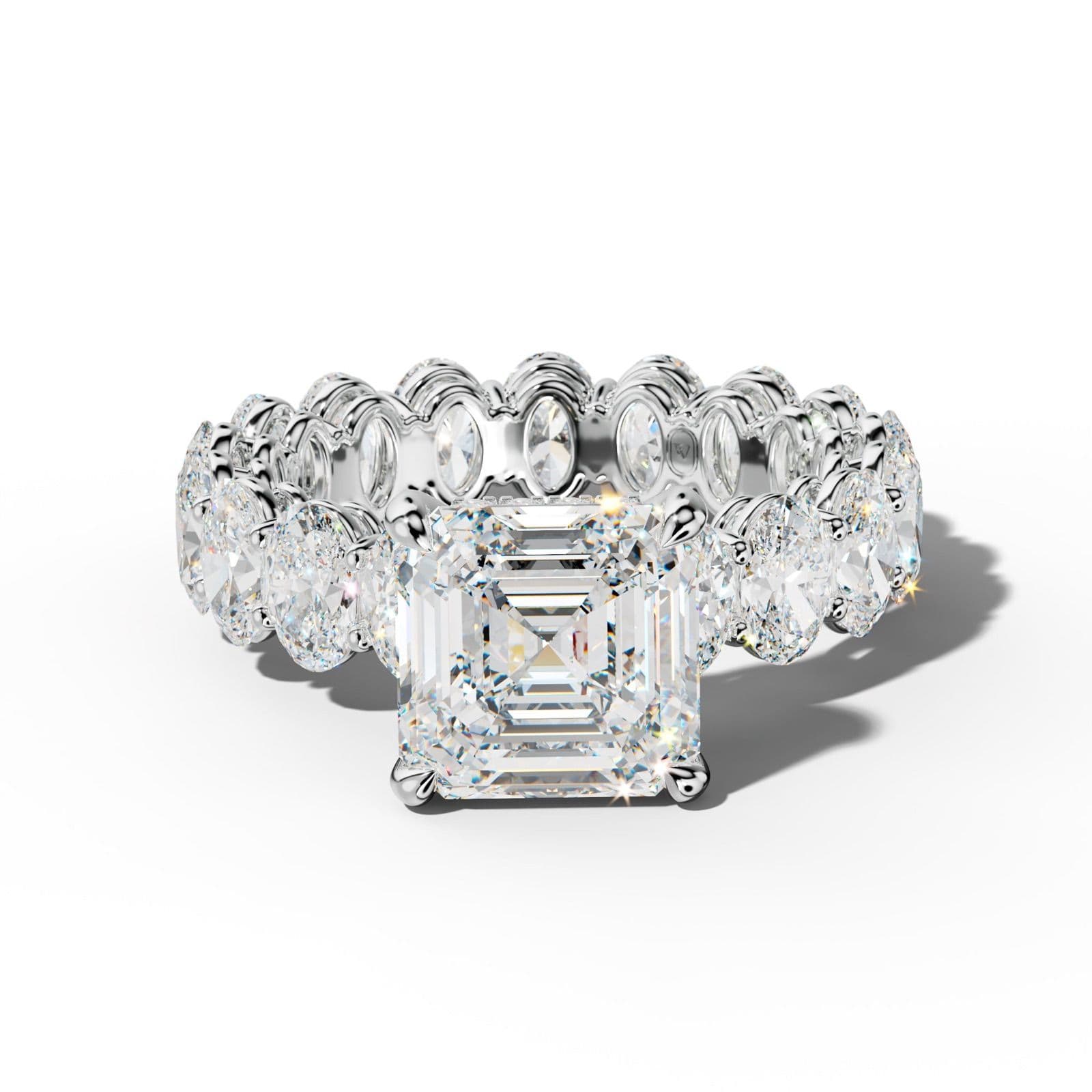 Amoura Asscher Diamond Engagement Ring With Oval Side Stones
