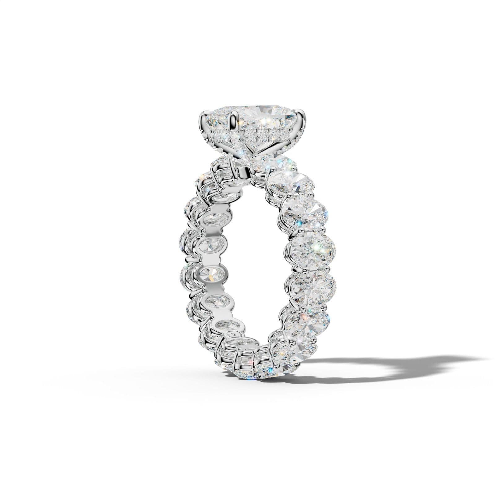 Amoura Elongated Cushion Diamond Engagement Ring With Oval Side Stones