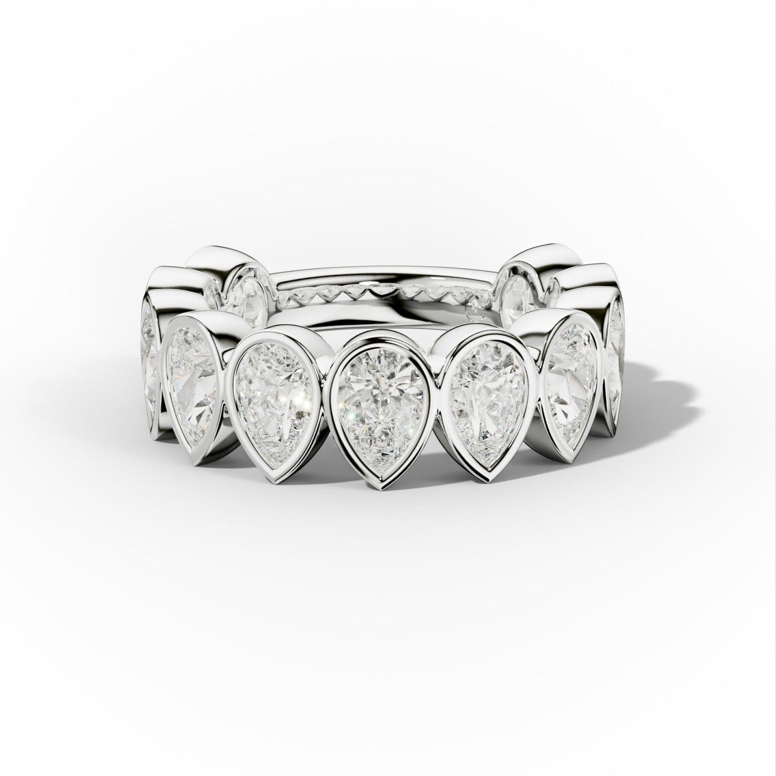 4.0 Carat Bezel Set Pear Shape Diamond Anniversary Band
