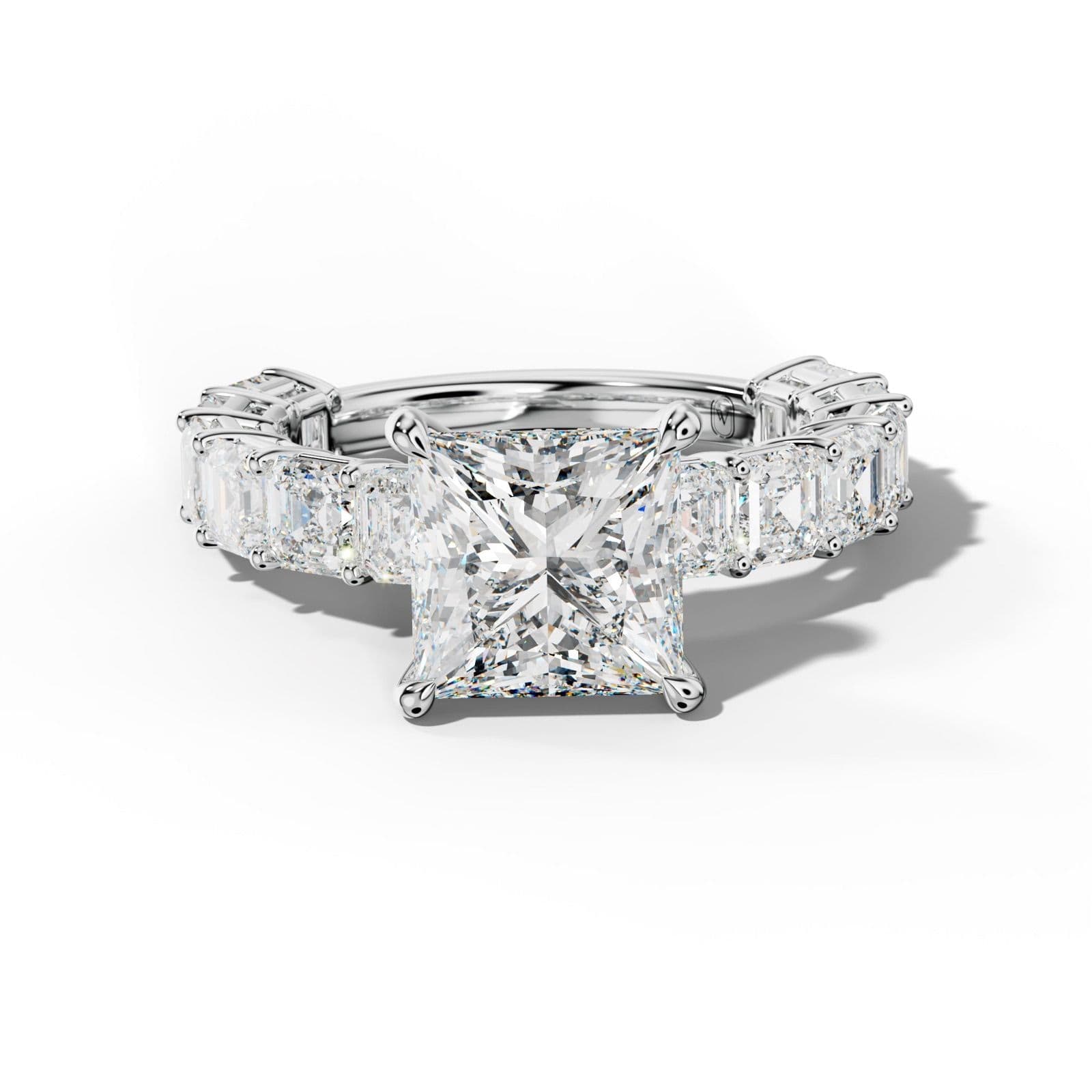 Demi Princess Cut Engagement Ring With Asscher Side Stones