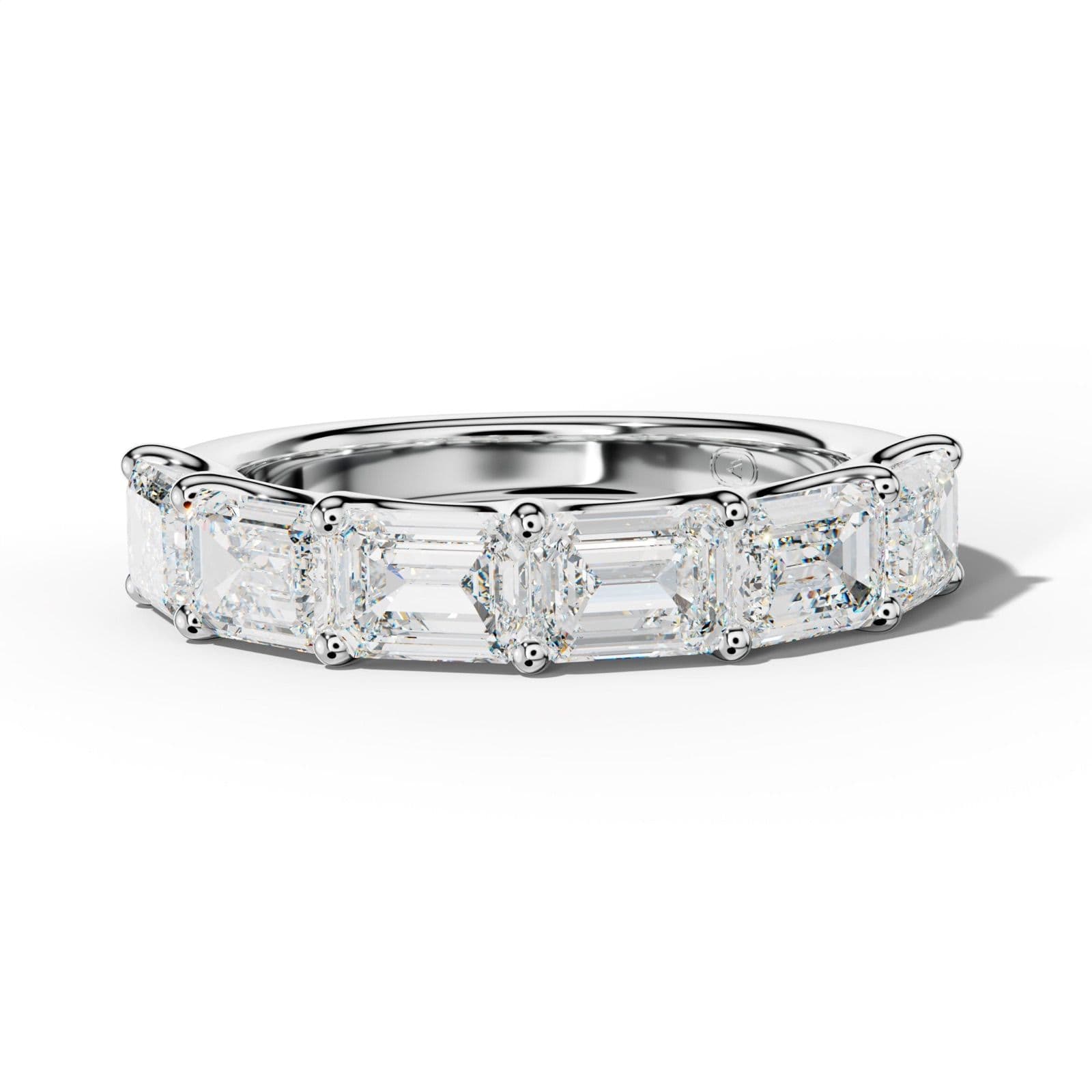 4.0 Carat East West Emerald Diamond Half Anniversary Band U Prong
