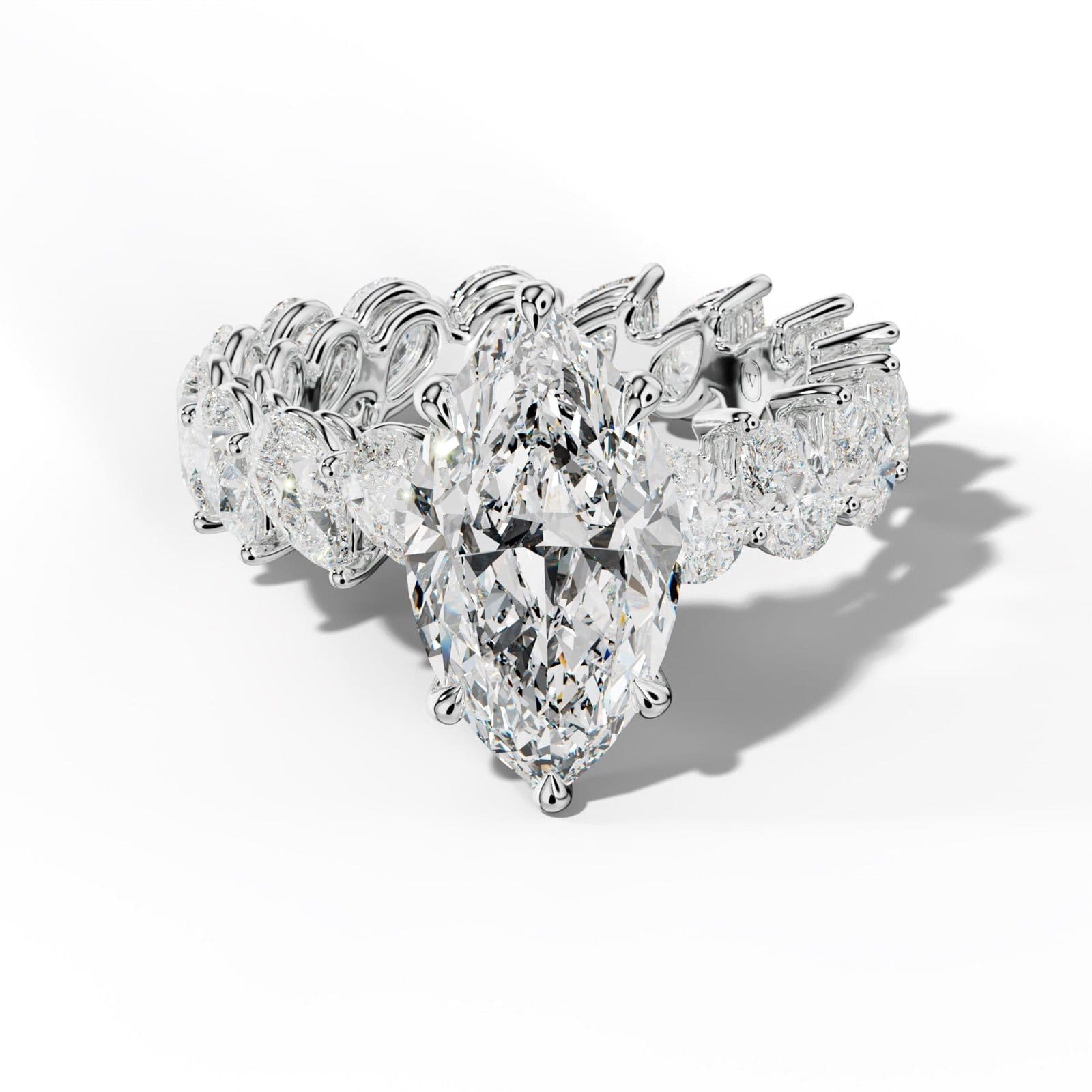 Quinn Marquise Diamond Engagement Ring With Slanted Pear Side Stones