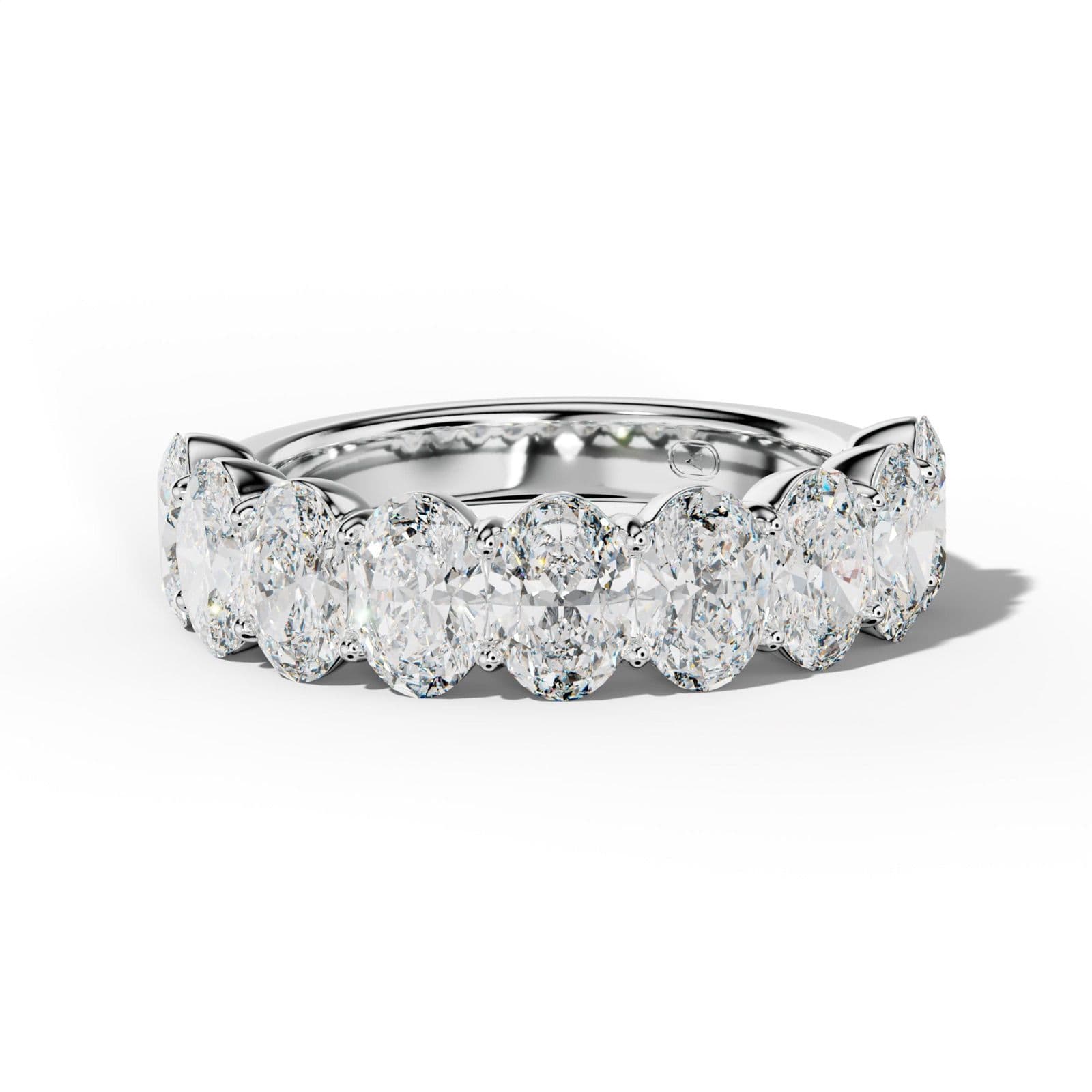4.0 Carat Oval Diamond Half Anniversary Band Shared Prong Low-Set Design