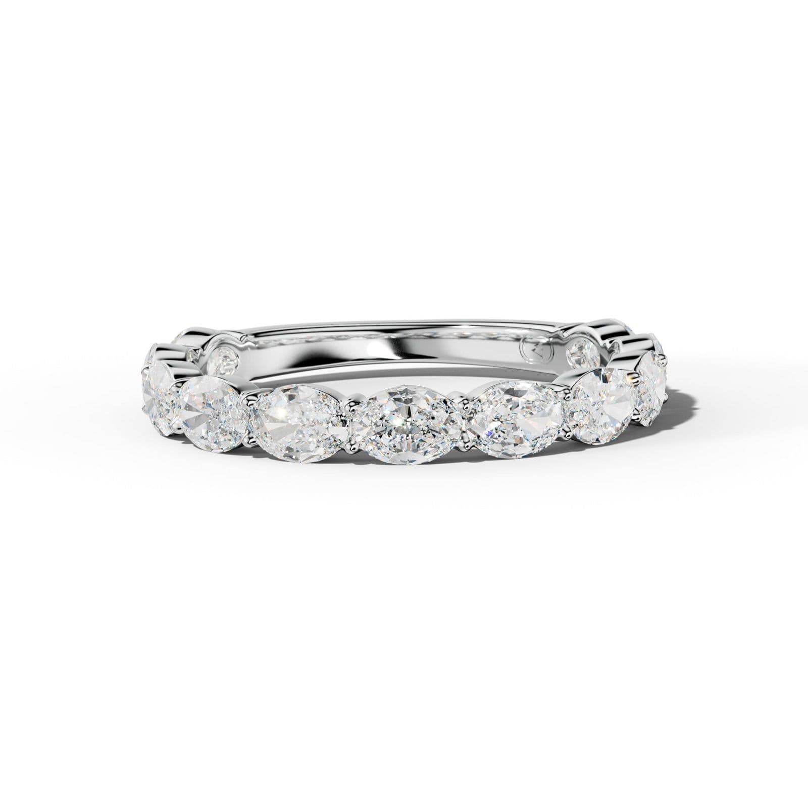 2.0 Carat East West Oval Diamond 3/4 Anniversary Band Shared Prong Low-Set Design