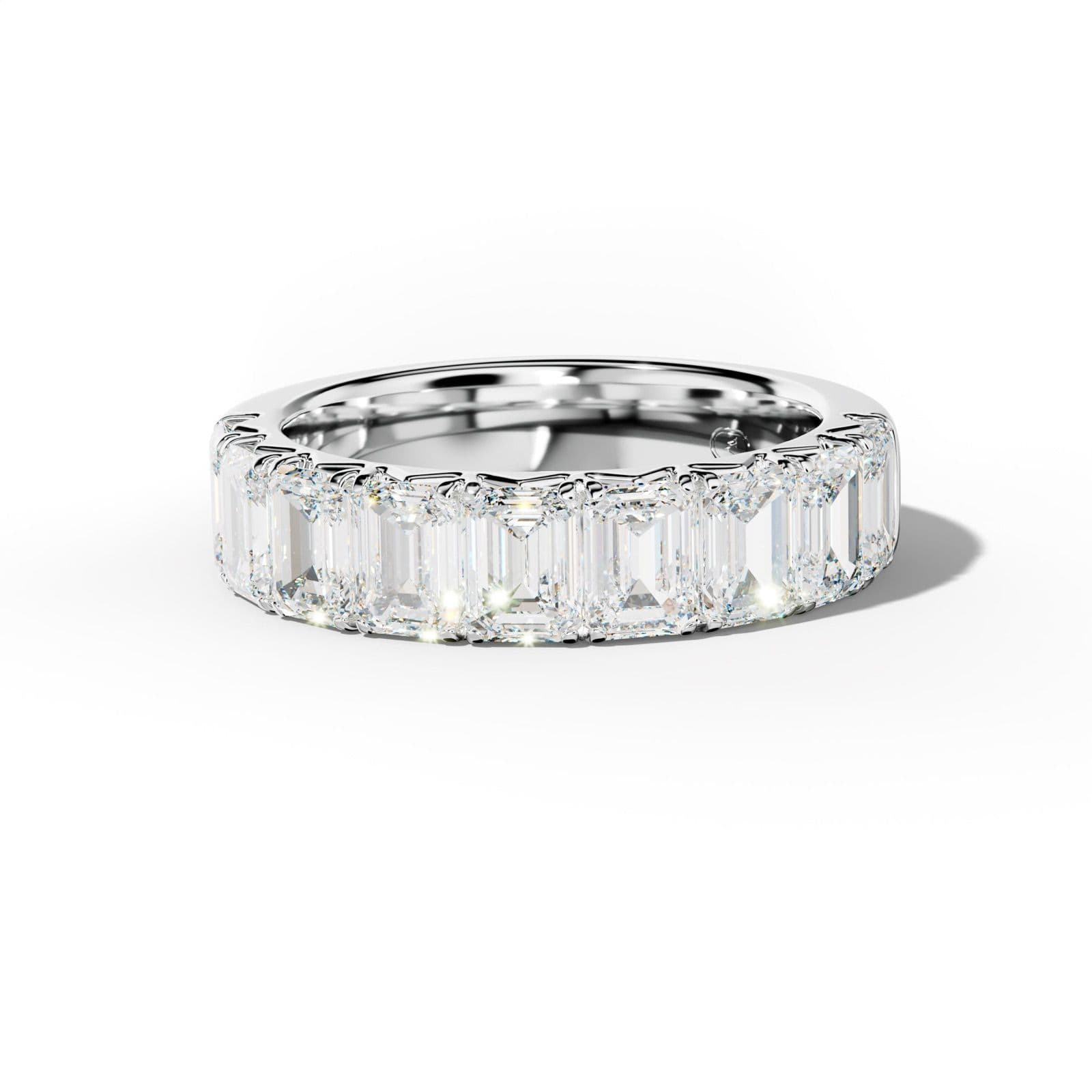 4.0 Carat Emerald Cut Diamond French Pave Half Anniversary Band