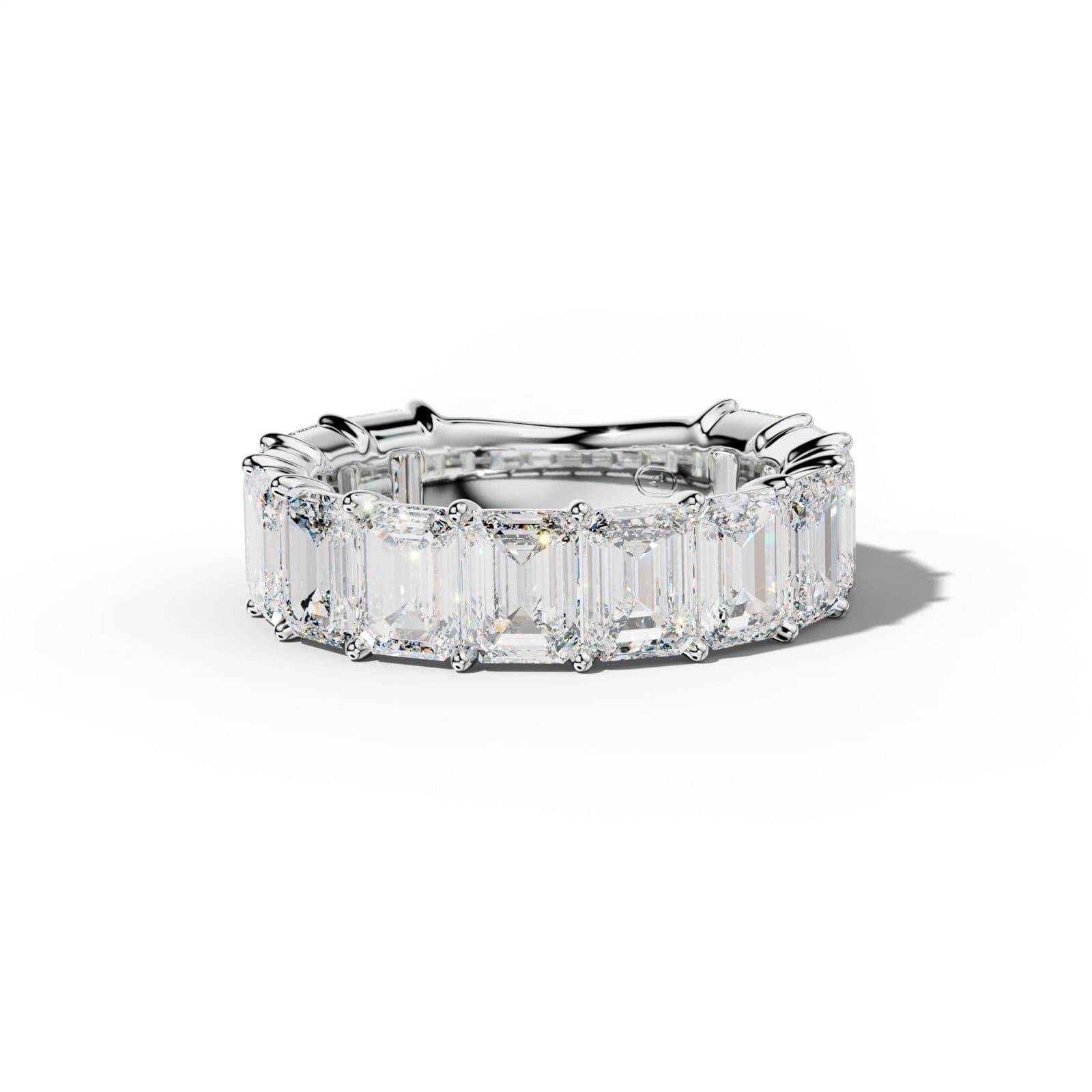 7.0 Carat Emerald Cut Diamond 3/4 Anniversary Band Shared Prong Low-Set Design