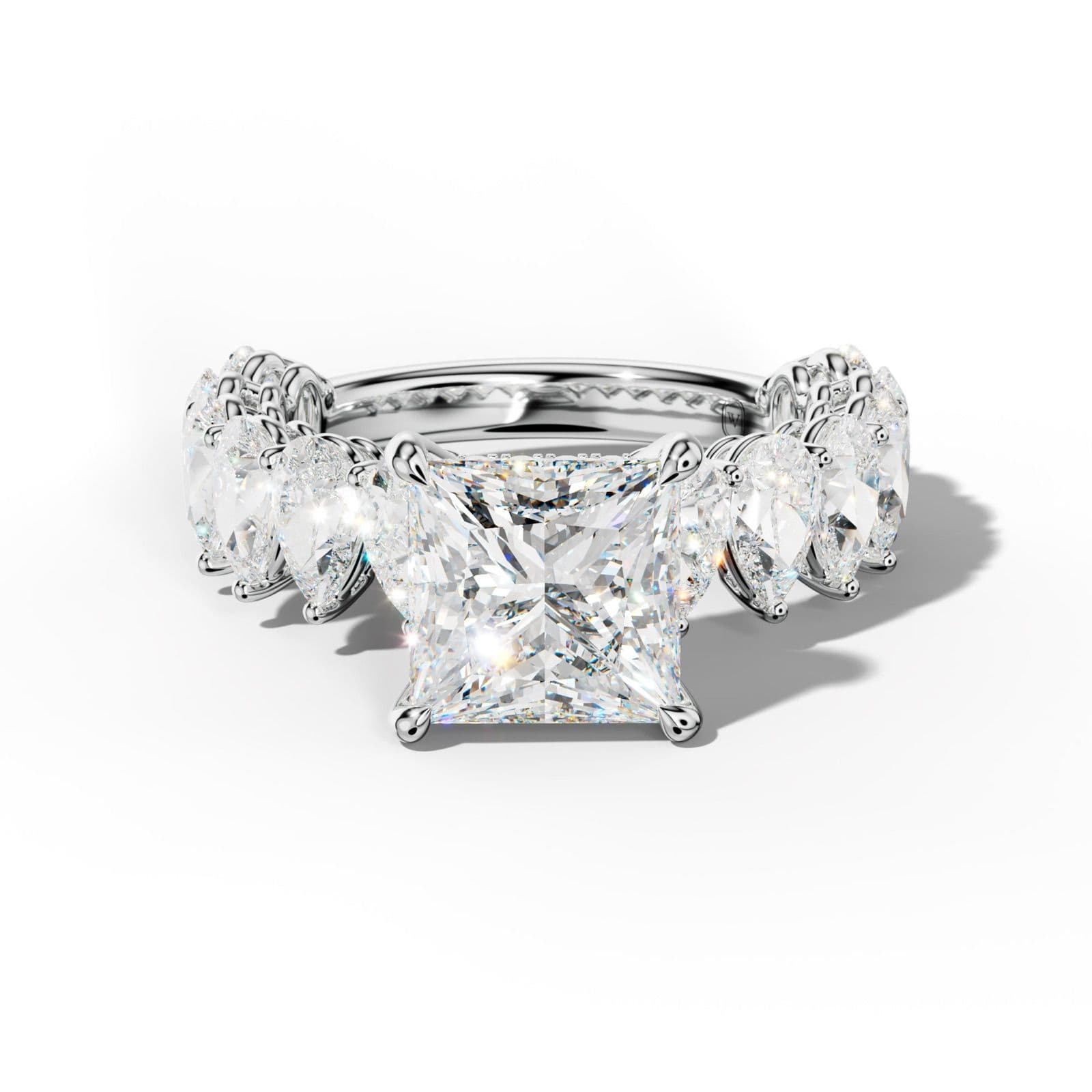 Remi Princess Cut Diamond Engagement Ring With Pear Shape Side Stones