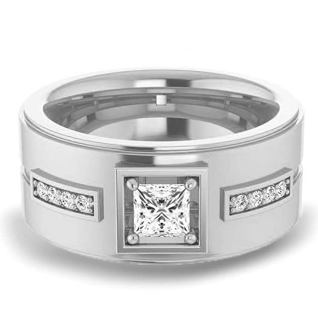 0.62 ctw Princess & Round Diamond Wide Men's Ring