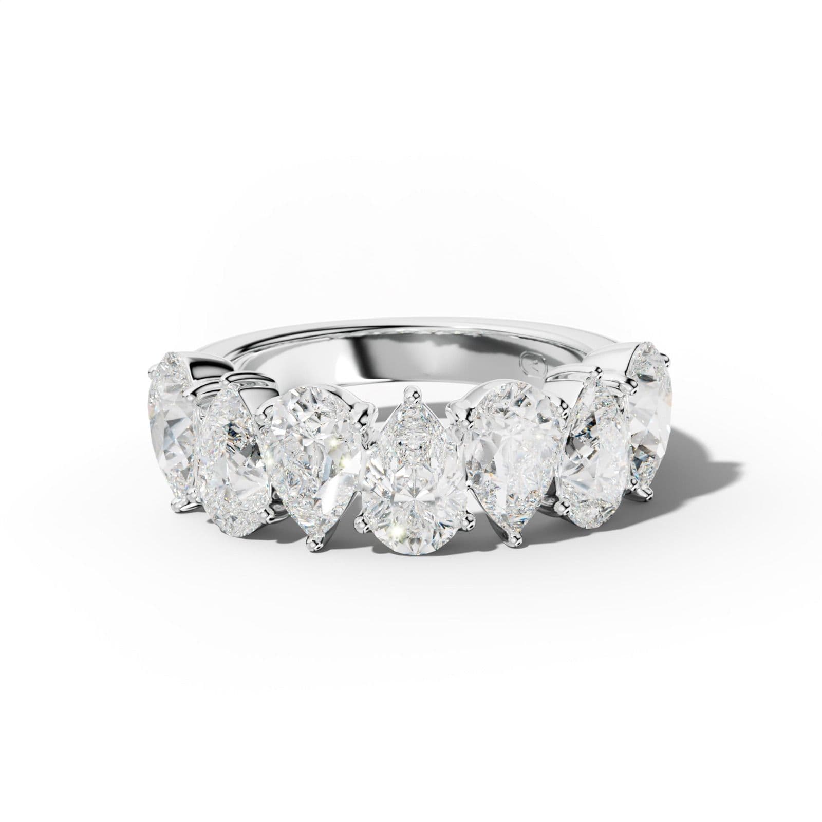 5.0 Carat Pear Shape Diamond Half Anniversary Band Shared Prong Low-Set Design
