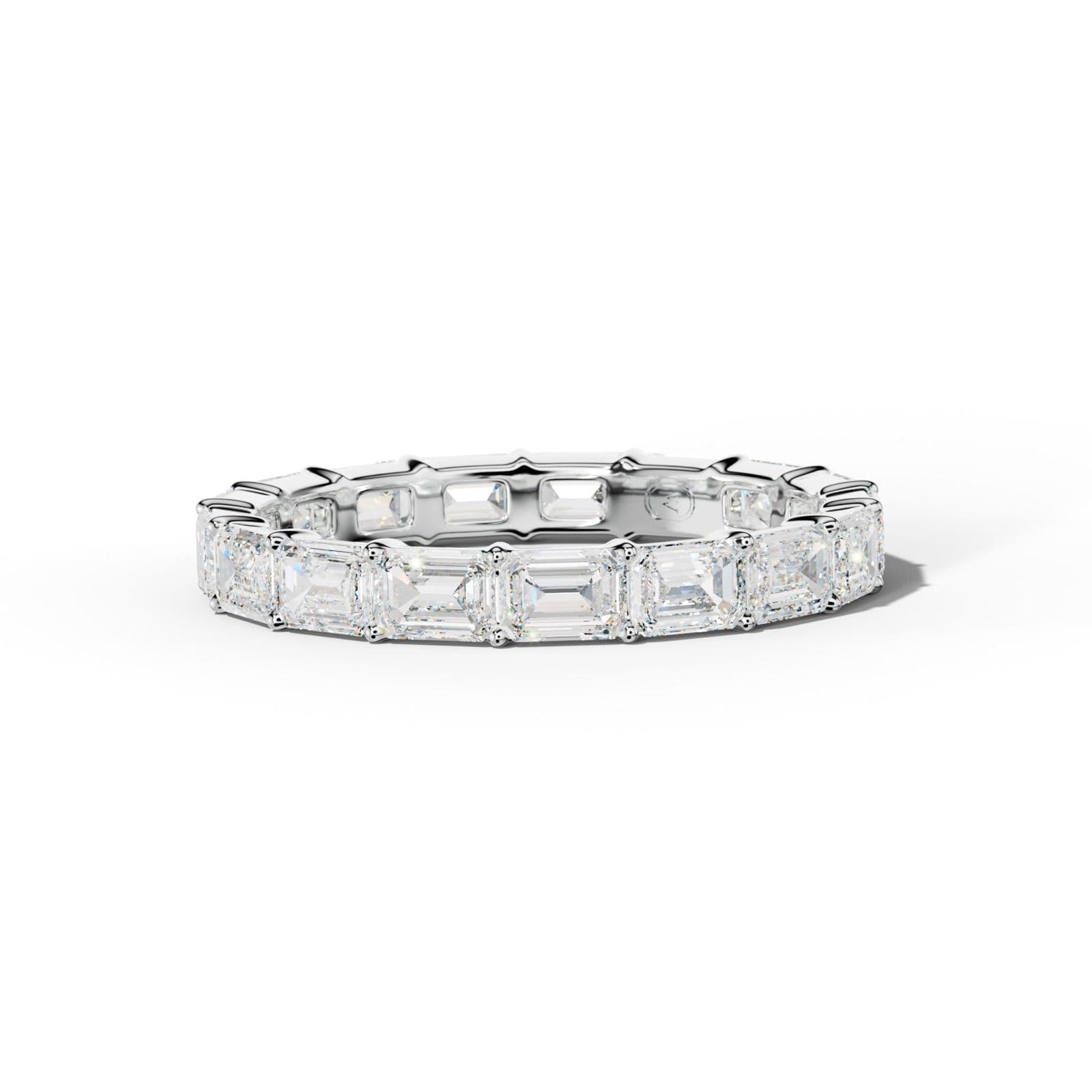 3.0 Carat East West Emerald Cut Diamond Eternity Band Shared Prong Low-Set Design